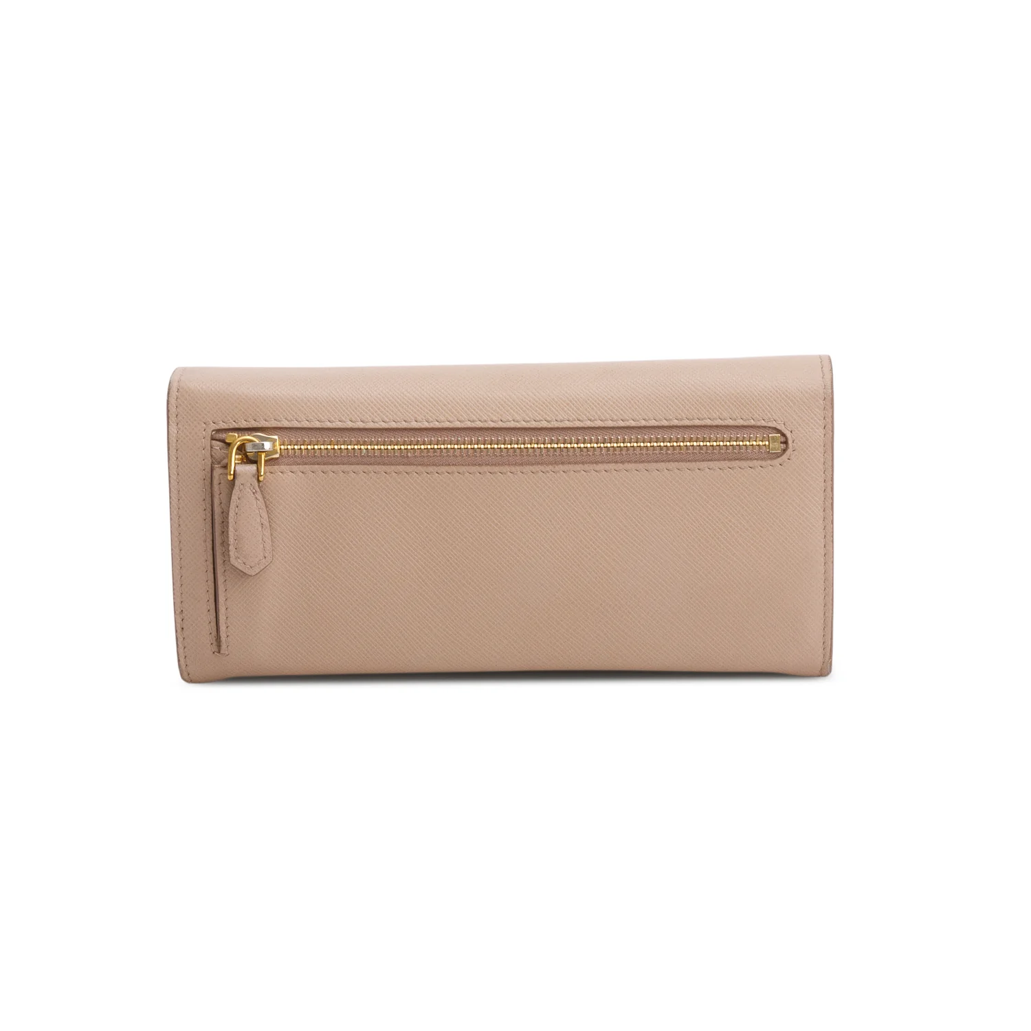 Prada Beige Saffiano Monochrome Continental Wallet w/ Card Holder - Image 4