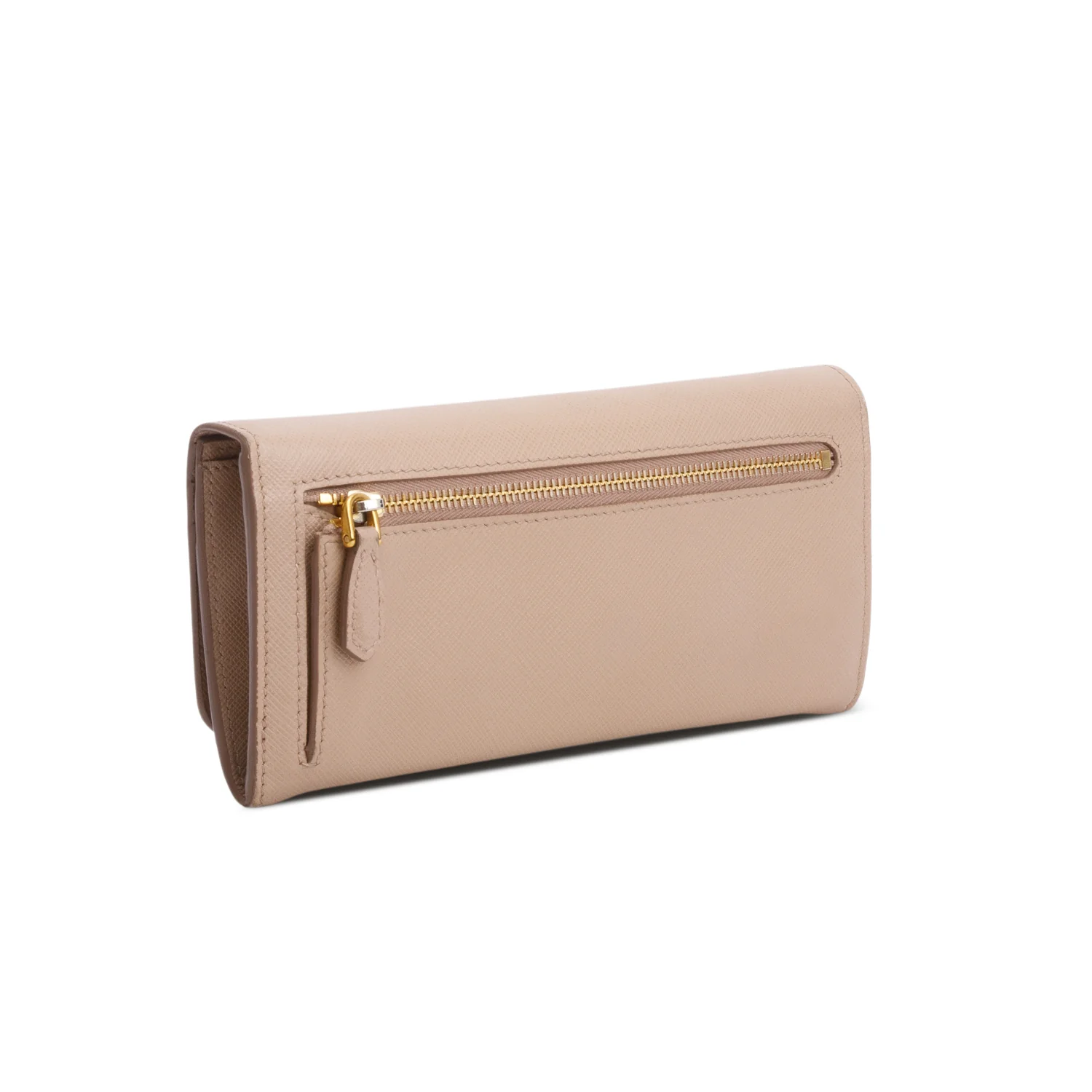 Prada Beige Saffiano Monochrome Continental Wallet w/ Card Holder - Image 5