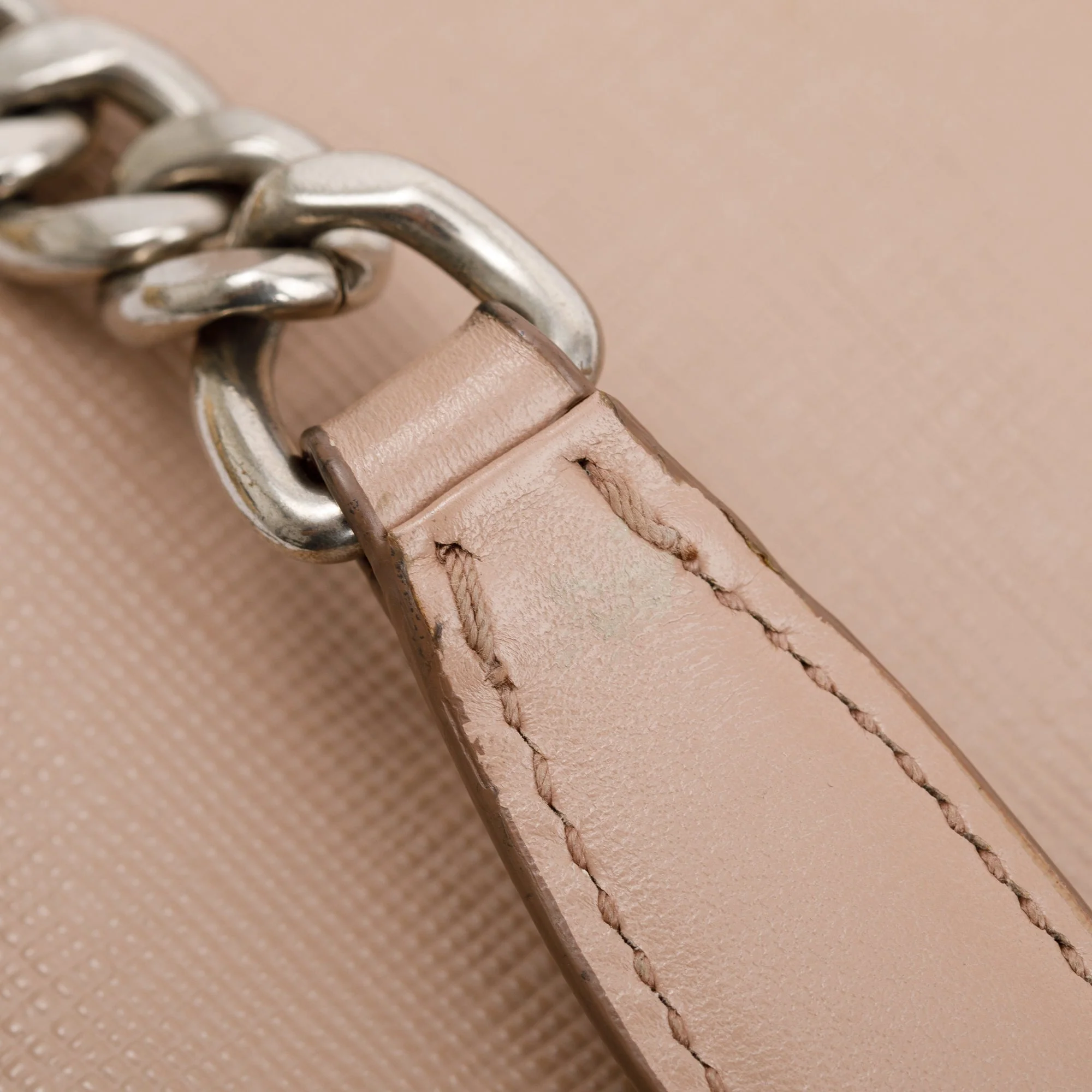 Prada Beige Saffiano Soft Calf Leather Chain Crossbody Bag w/ Authenticity Card - Image 9