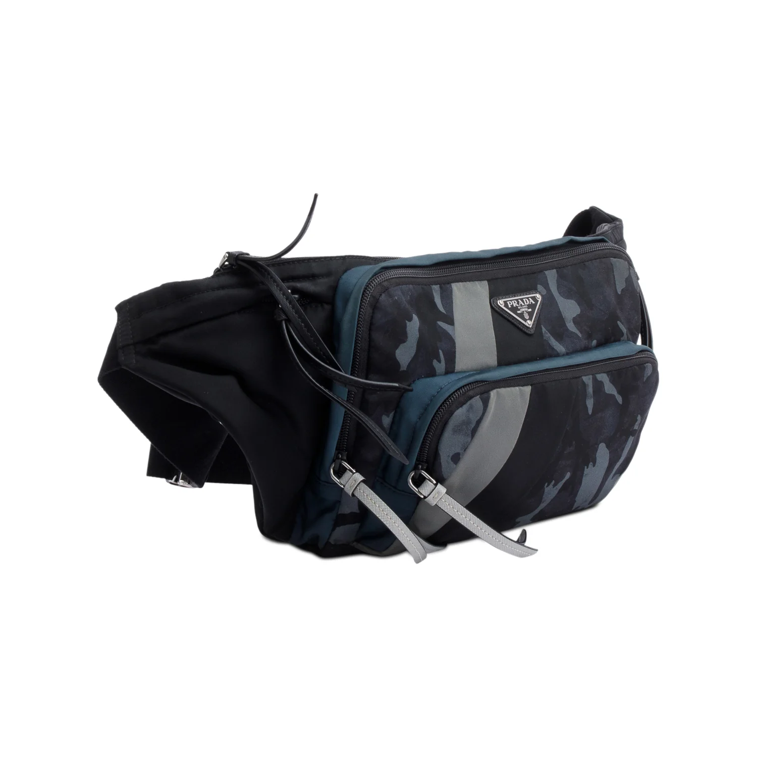 Prada Black/Blue/Grey Camouflage Tessuto Nylon Belt Bag - Image 2