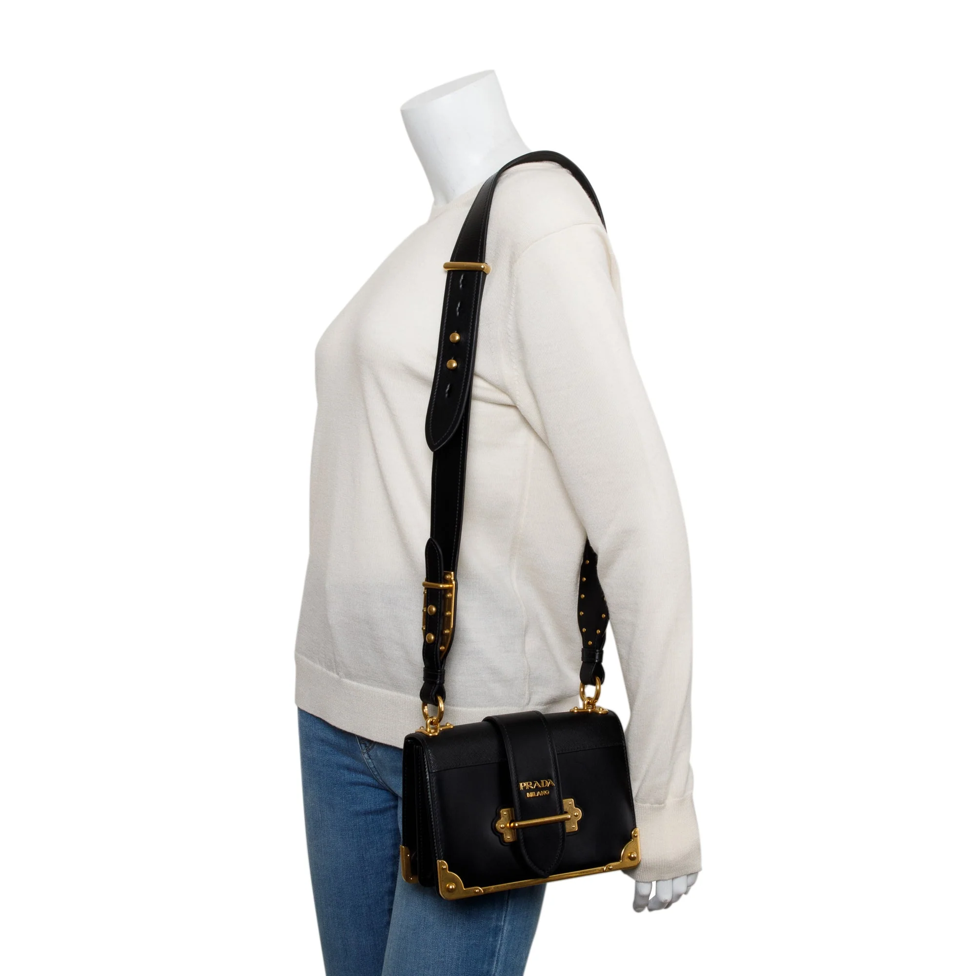 Prada Black City Calf Saffiano Cahier Bag - Image 2