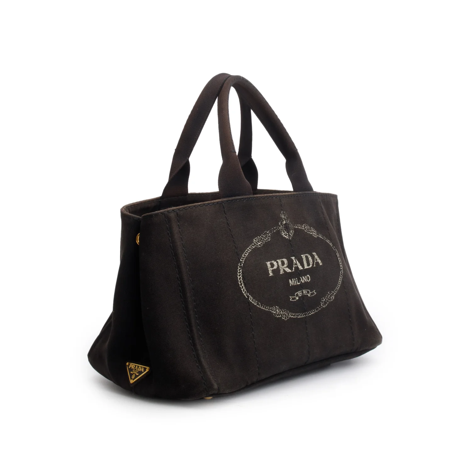 Prada Black Denim Canapa Logo Tote - Image 2