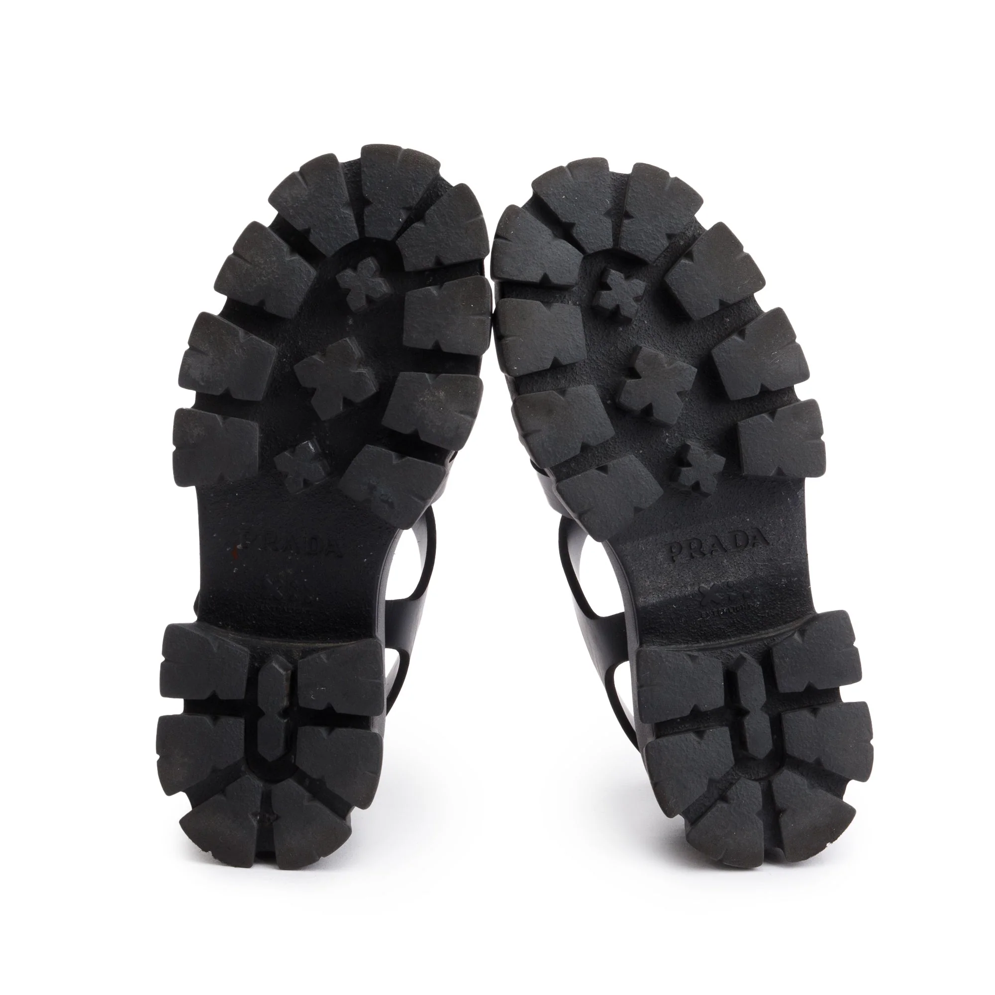 Prada Black Foam Rubber Monolith Sling Back Sandals, Size 38 w/ Box - Image 7
