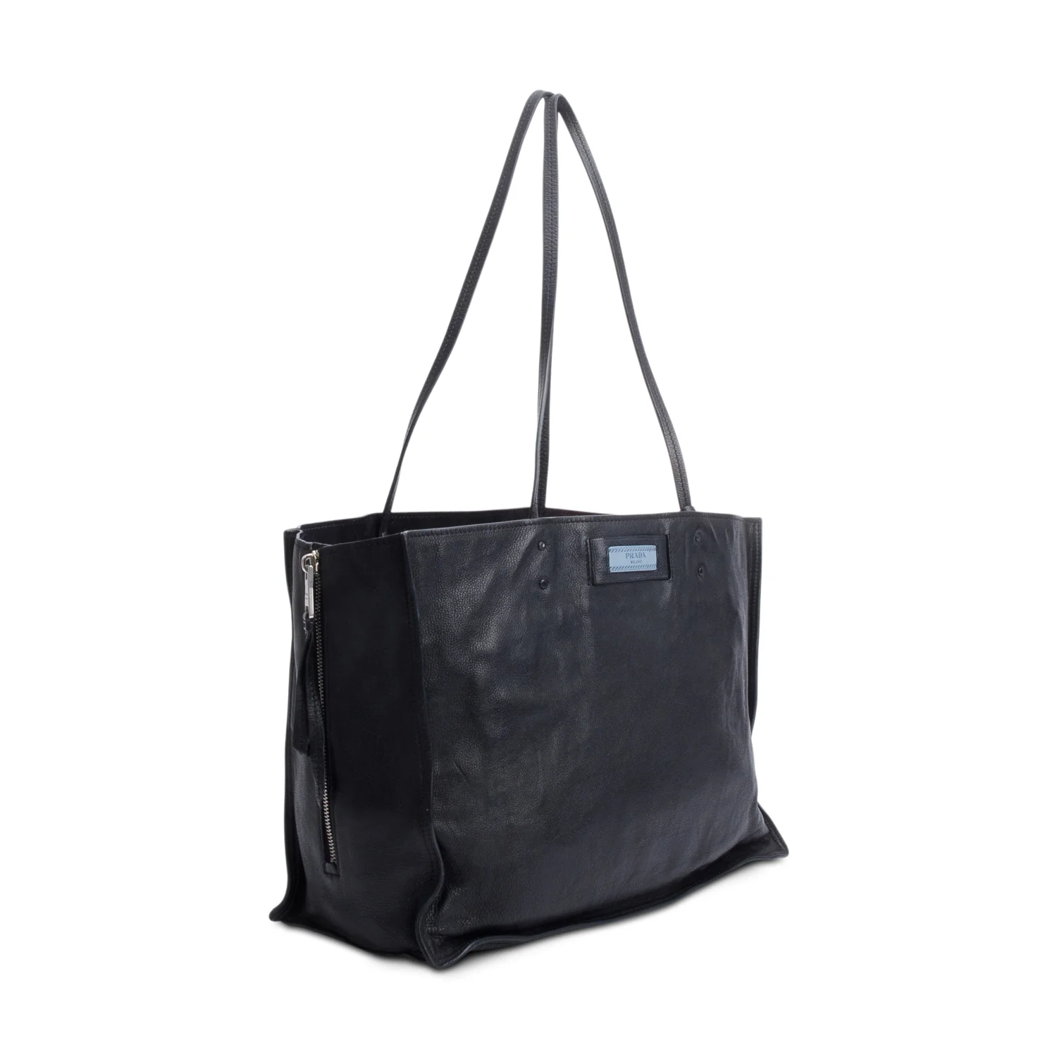 Prada Black Glace Calf Etiquette Tote Bag w/ Authenticity Card - Image 3