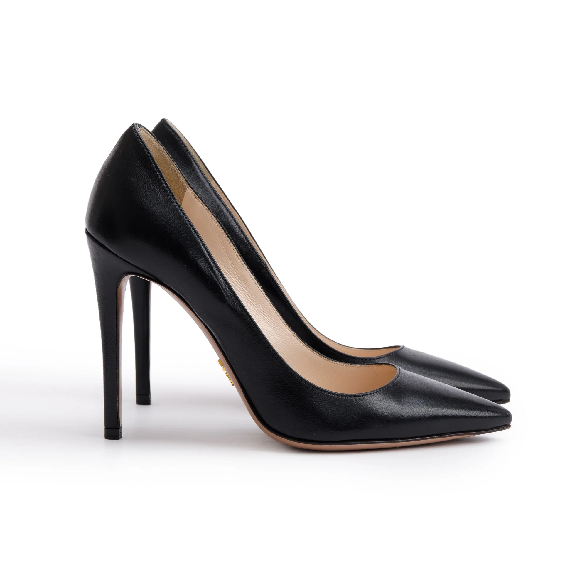 Prada Black Leather Calzature Donna Pumps, Size 35.5 - Image 4