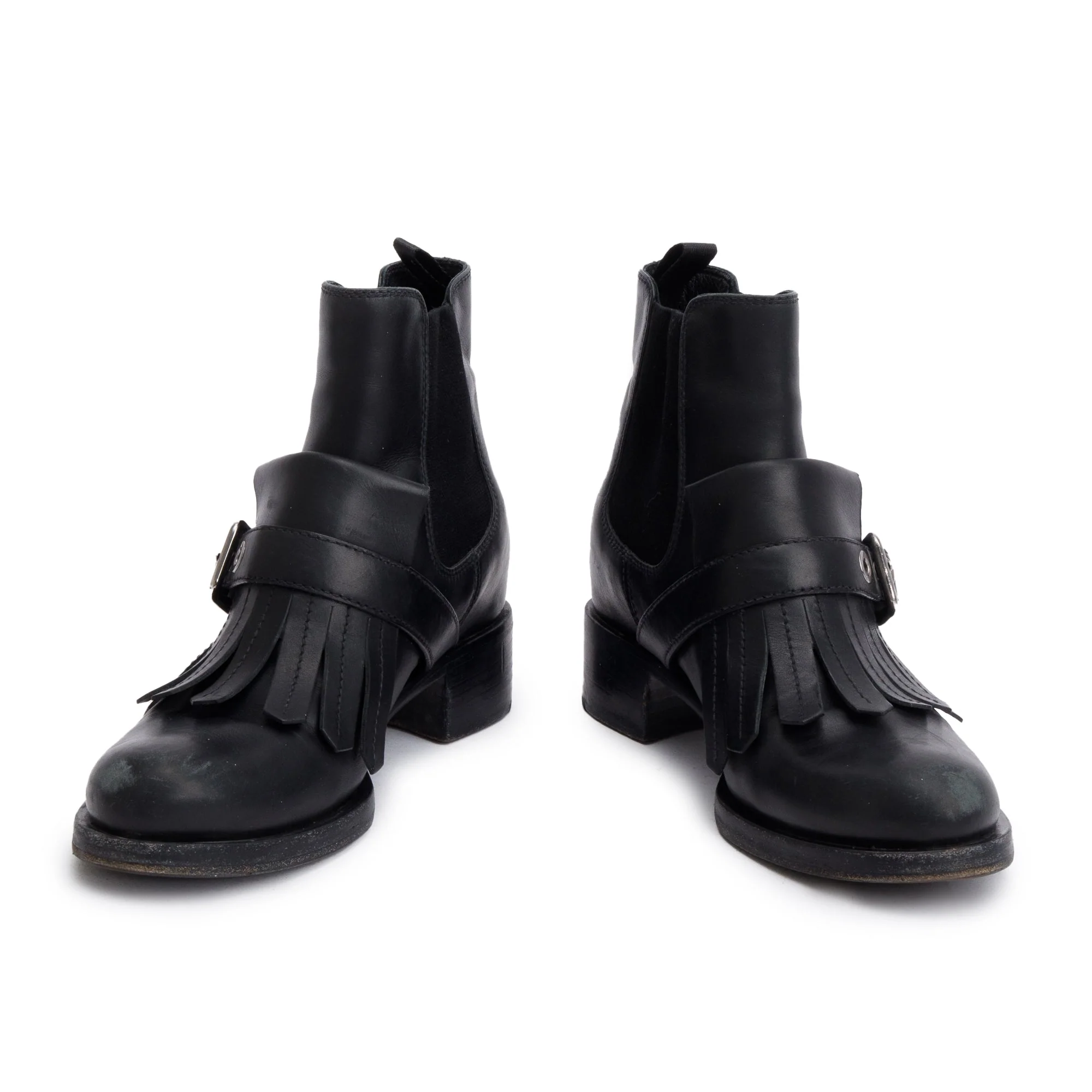 Prada Black Leather Chelsea Boots, Size 37 - Image 2