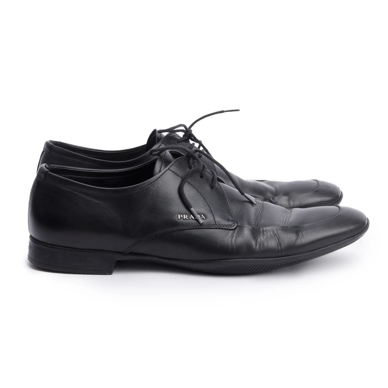 Prada Black Leather Laced Oxford Men's Shoes, Size 7 w/ Box - Image 3