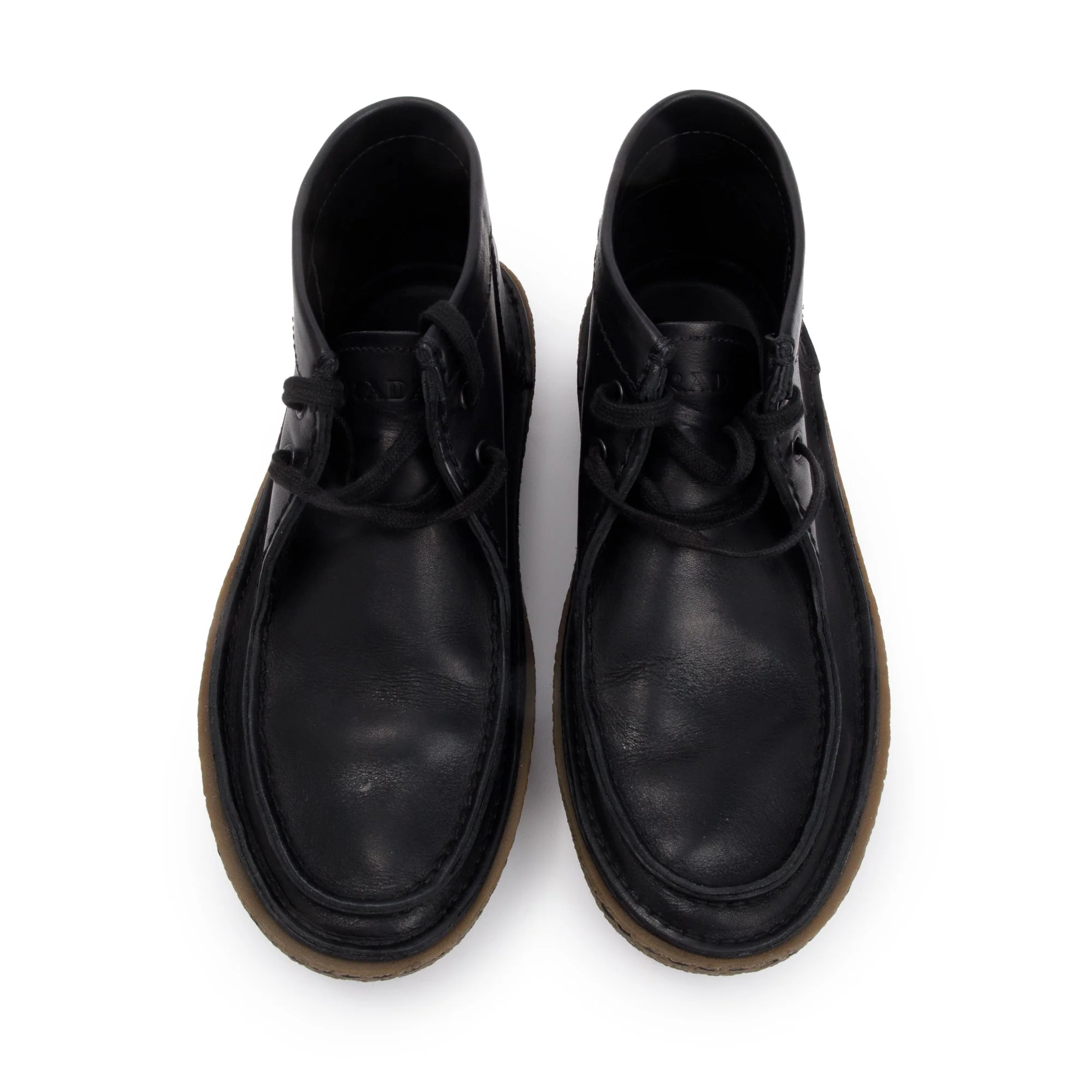 Prada Black Leather Laced Tassel Ankle Boots, Size 6 - Image 2