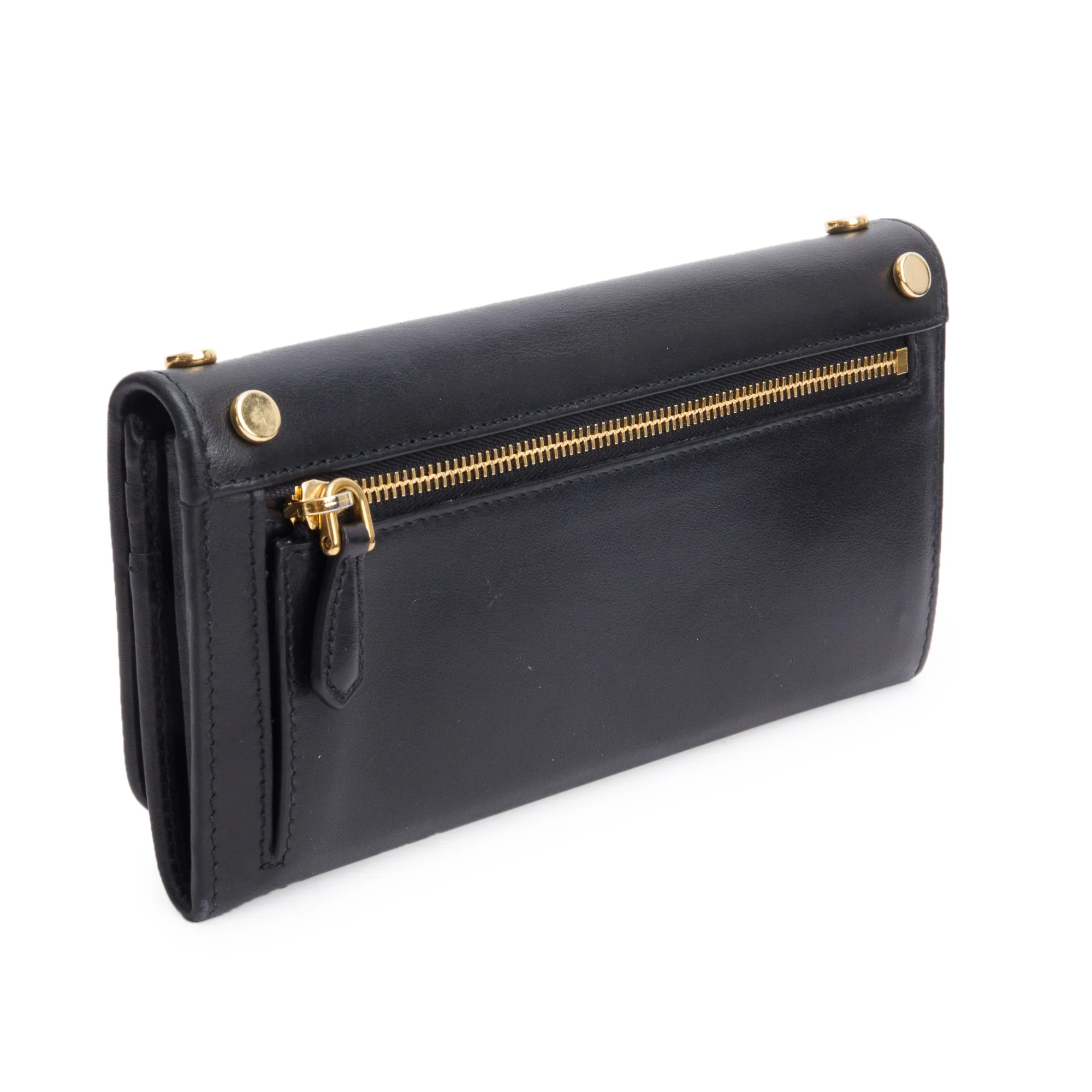 Prada Black Leather Studded Continental Flap Wallet - Image 5