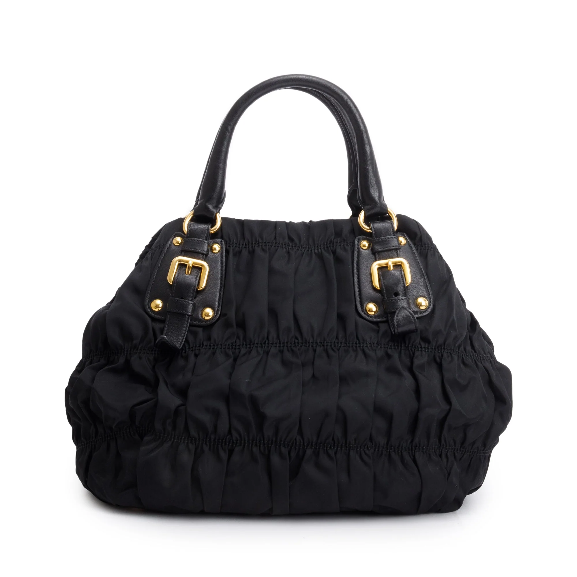 Prada Black Leather-Trimmed Tessuto Gaufre Tote w/ Strap - Image 5