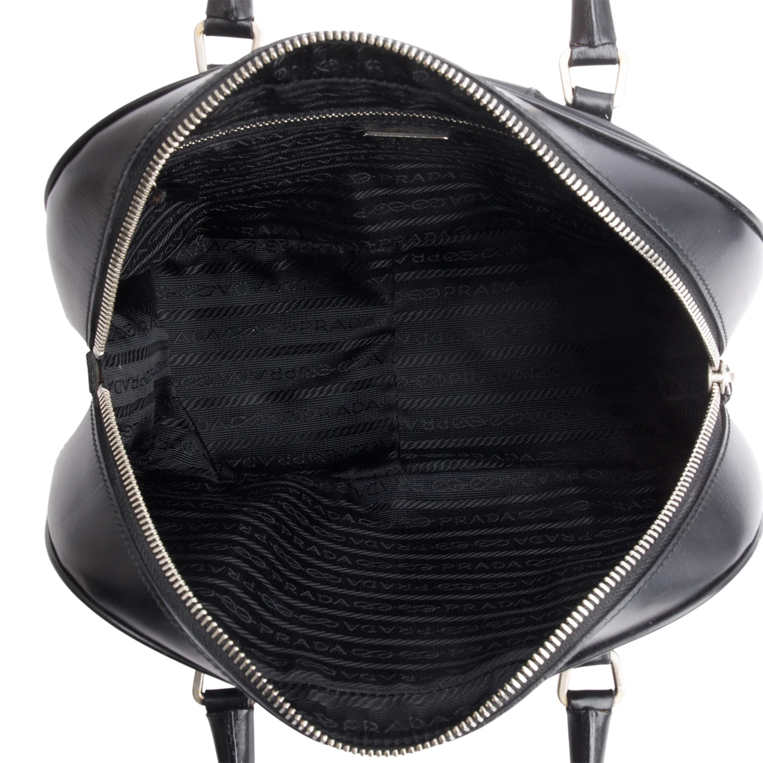 Prada Black Nylon Leather Bauletto Bag - Image 6
