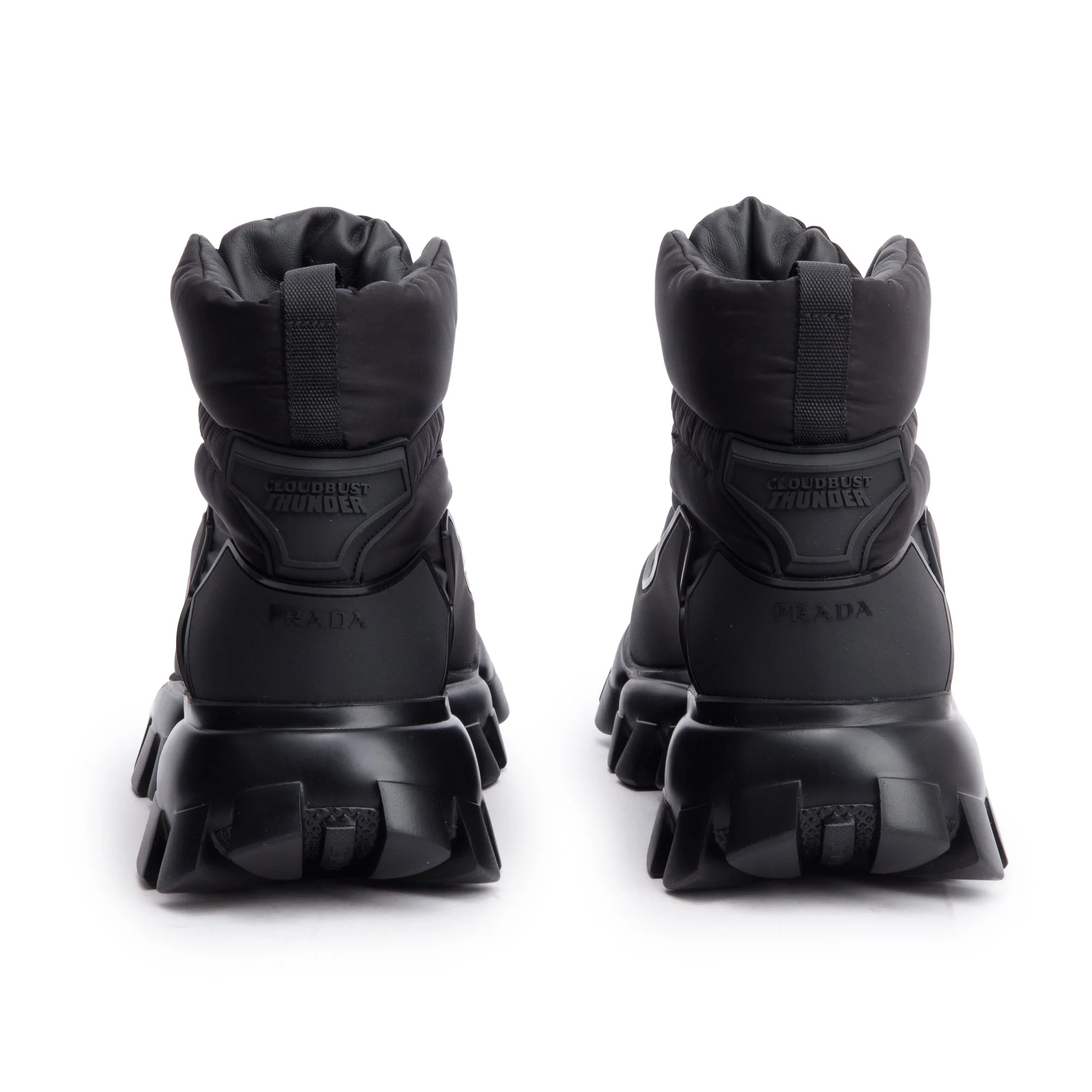 Prada Black Nylon/ Rubber Cloudbust Thunder Lug-Sole Combat Boots, Size 6.5 w/ Box - Image 5
