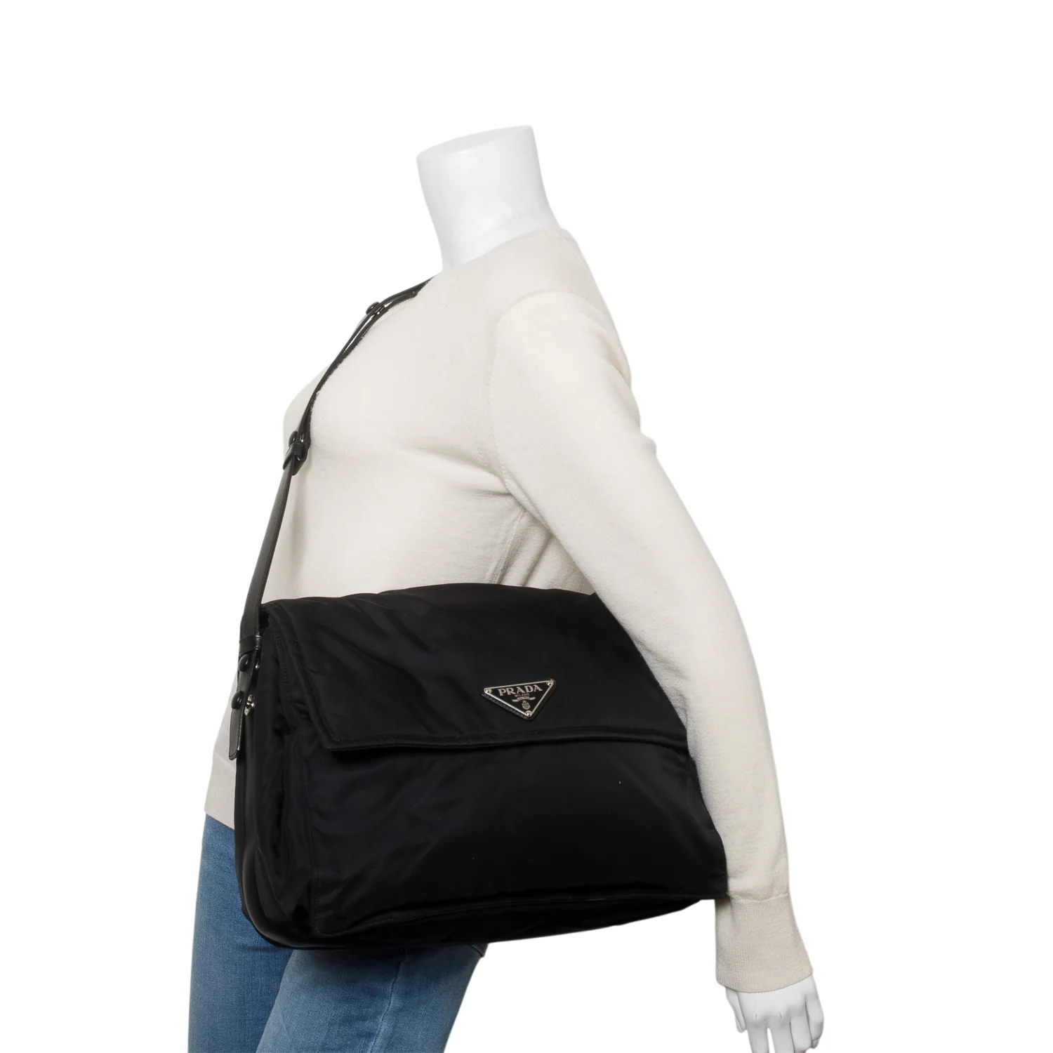 Prada Black Padded Re-Nylon Medium Traveler Bag - Image 2