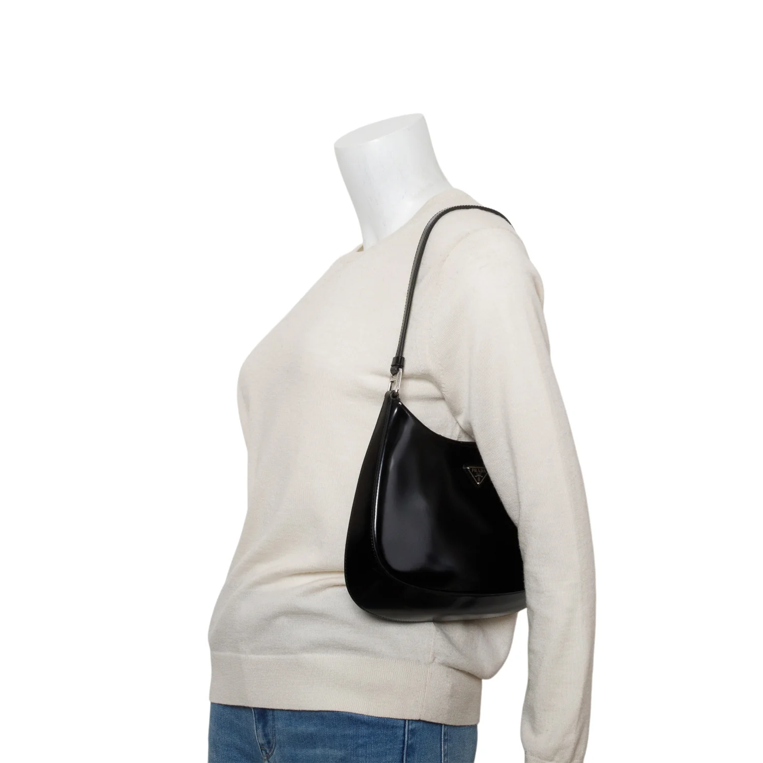 Prada Black Patent Leather Spazzolato Cleo Shoulder Bag - Image 2