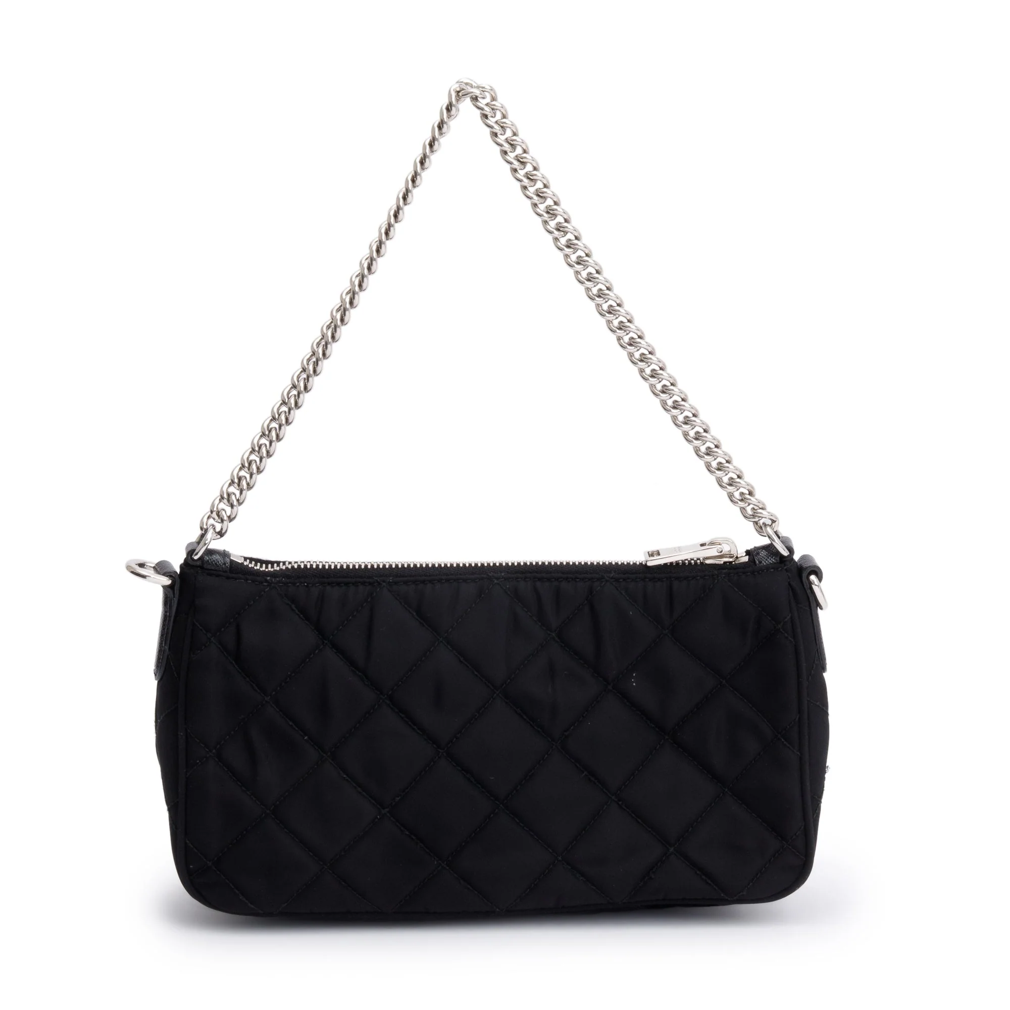 Prada Black Quilted Tessuto Impuntu Chain Crossbody Bag w/ Authenticity Card - Image 5