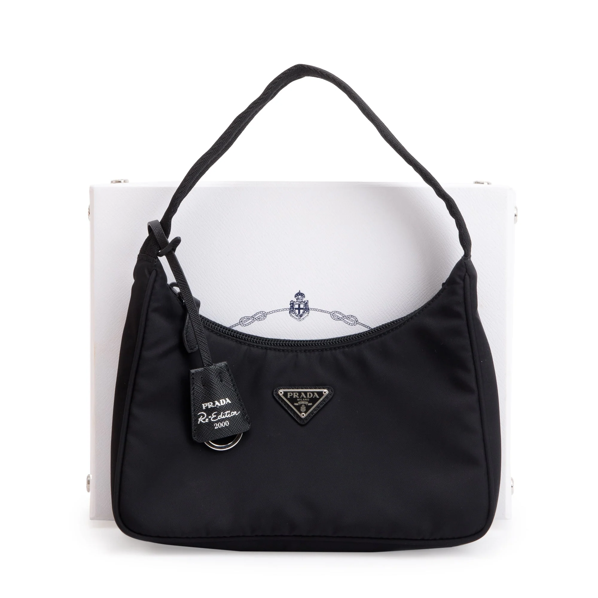 Prada Black Re-Edition 2000 Re-Nylon Mini Bag w/ Box - Image 2