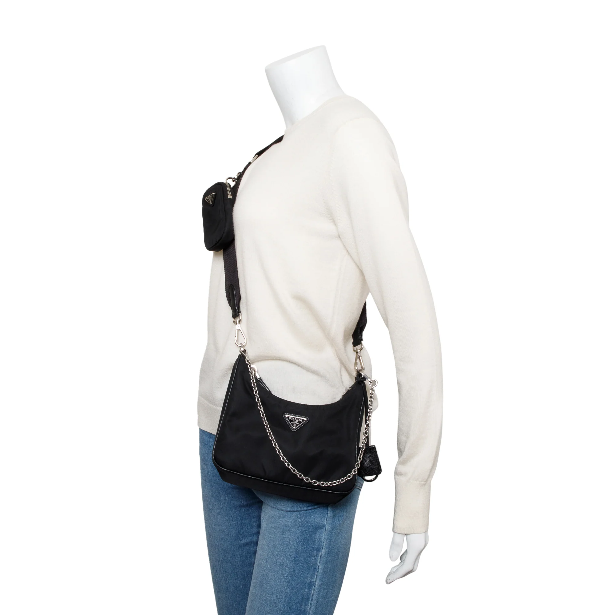 Prada Black Re-Edition 2005 Re-Nylon Shoulder Bag - Image 2