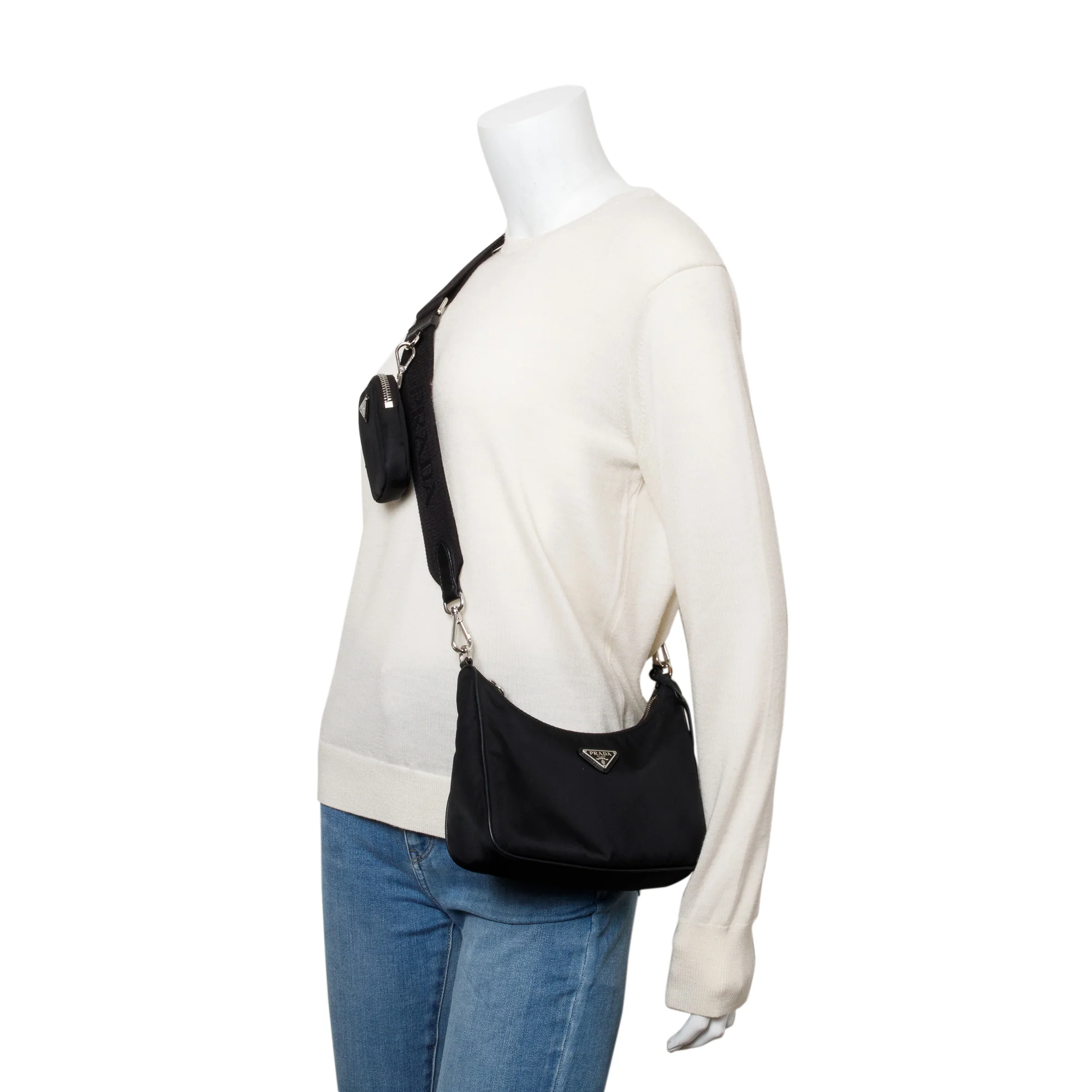 Prada Black Re-Edition 2005 Re-Nylon Shoulder Bag w/ Box - Image 2