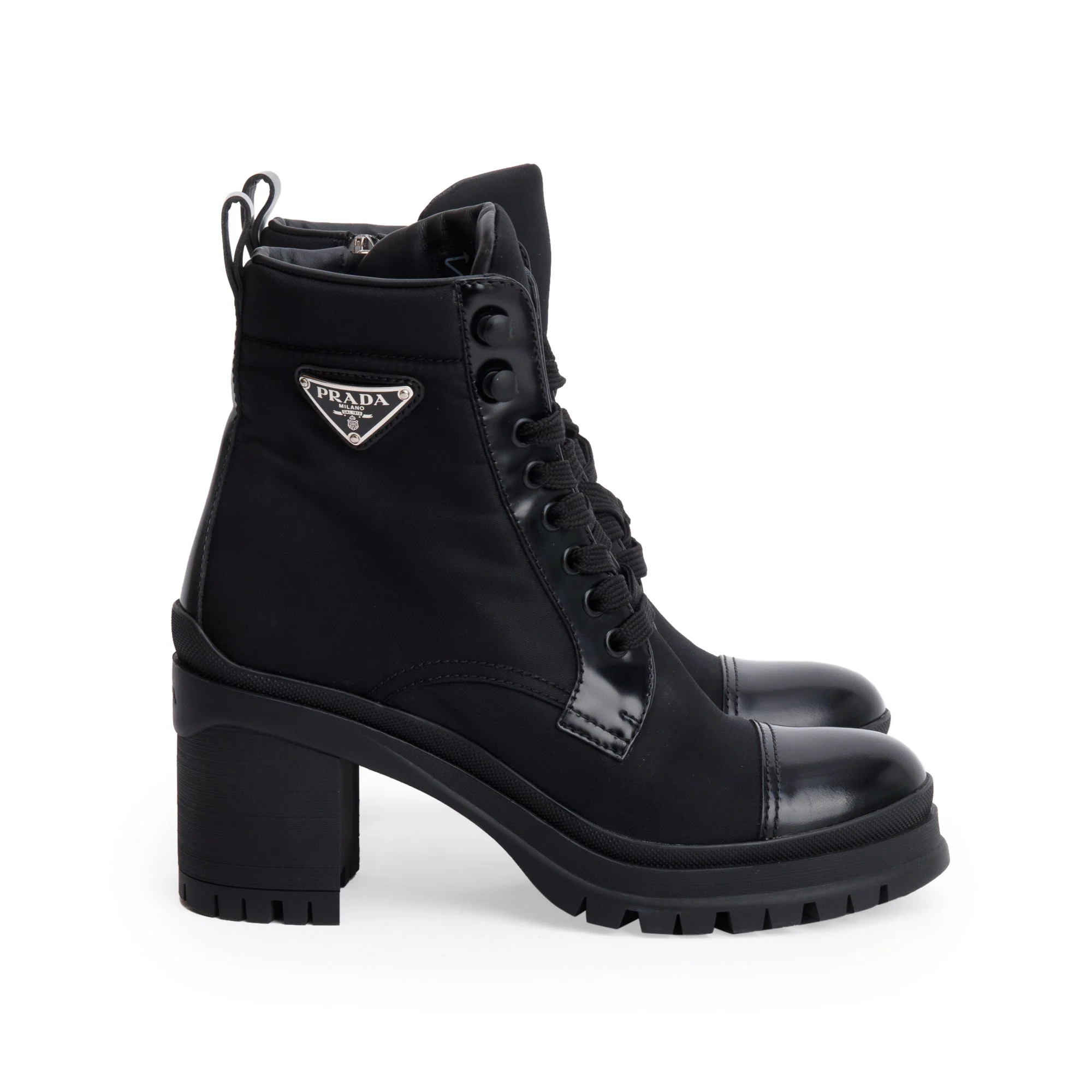 Prada Black Re-Nylon and Leather Boots, Size 37.5 w/ Box - Image 3