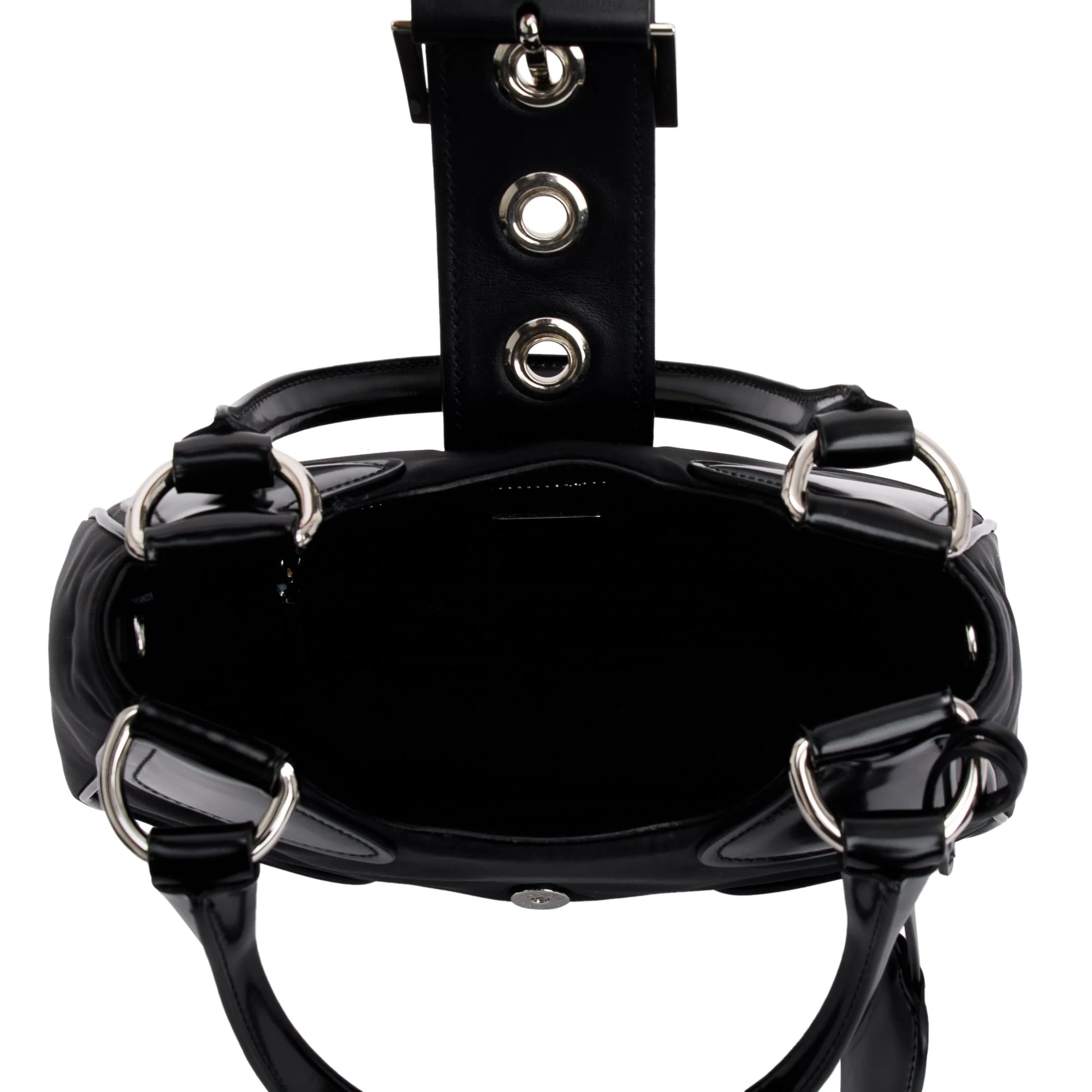 Prada Black Re-Nylon and Leather Moon Bag - Image 7