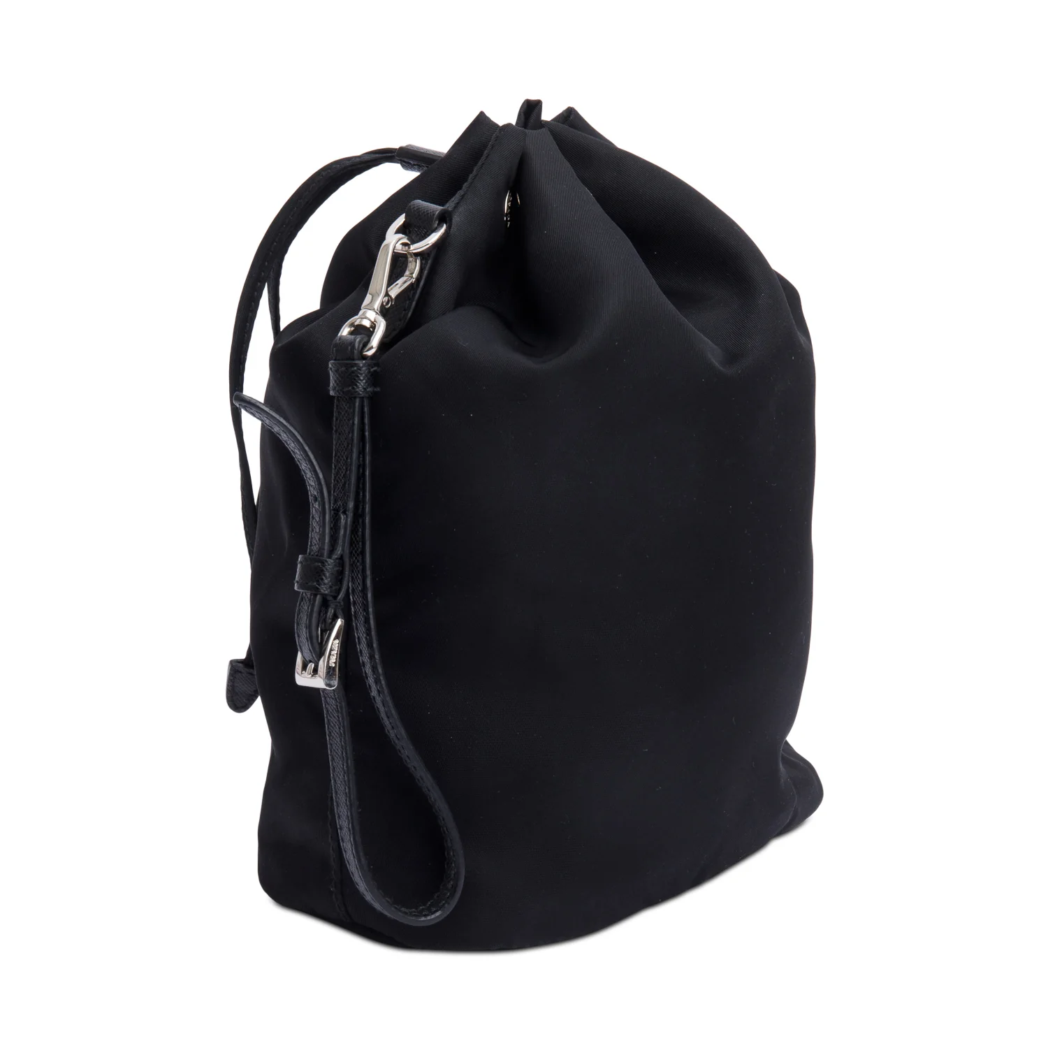 Prada Black Re-Nylon Bucket Pouch Wristlet w/ Strap - Image 4