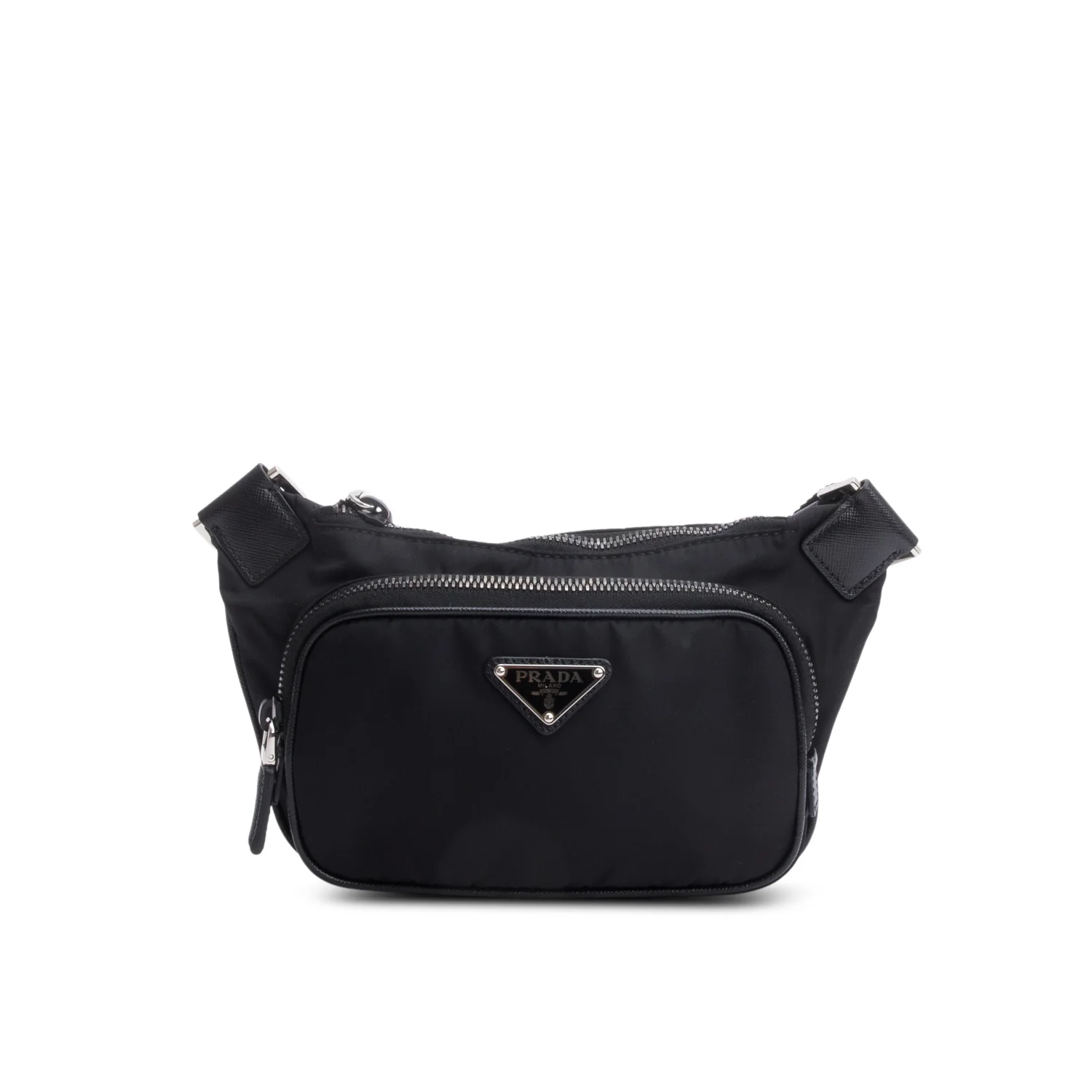 Prada Black Re-Nylon & Saffiano Leather Belt Bag