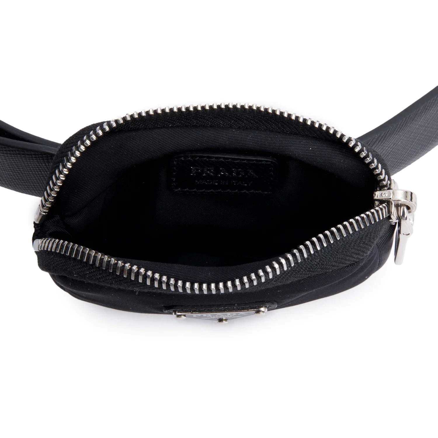 Prada Black Saffiano Belt with Tessuto Nylon Mini Pouch Size 75 30 - Image 5
