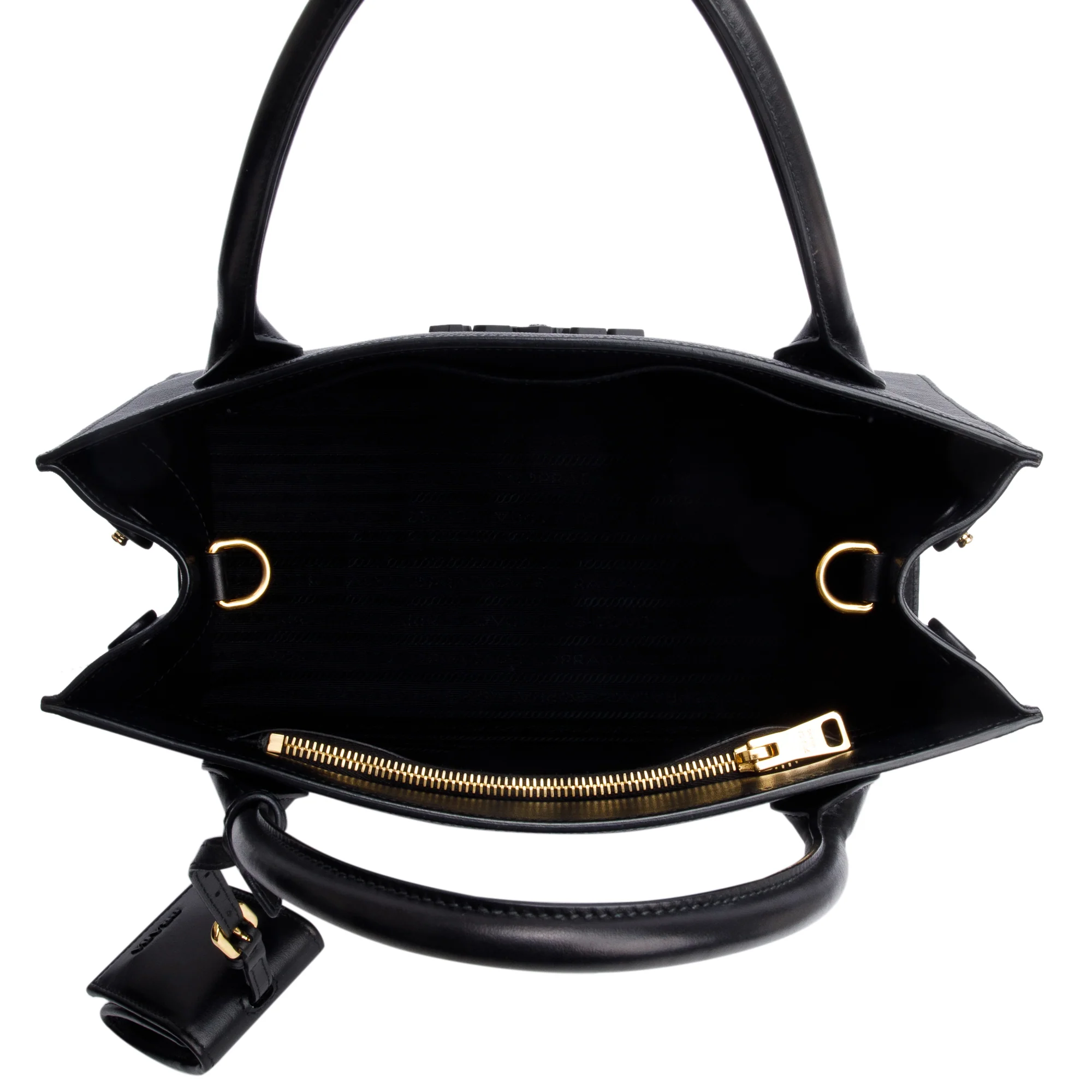 Prada Black Saffiano Cuir Medium Monochrome Top Handle Tote w/ Strap & Authenticity Card - Image 8