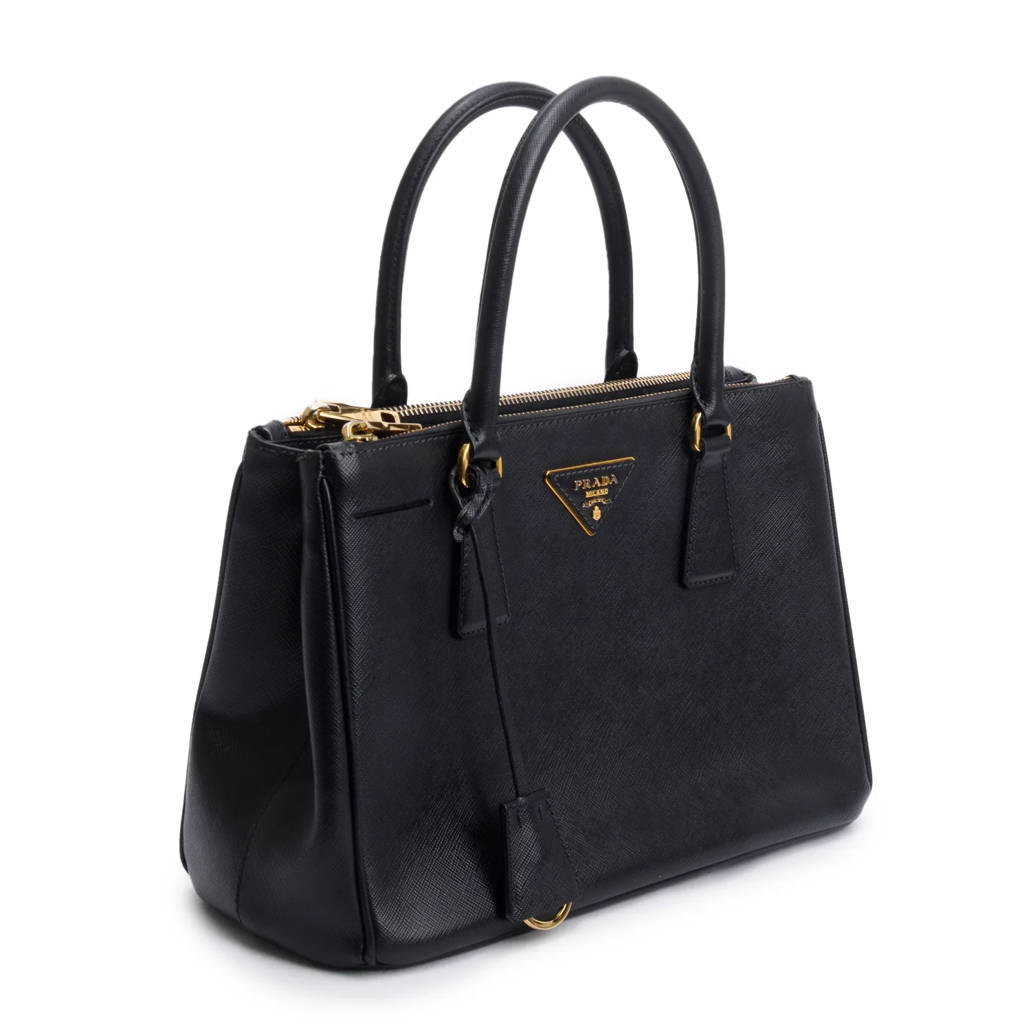 Prada Black Saffiano Leather Small Double Zip Galleria Tote w/ Strap, Box & Authentiity Card - Image 5