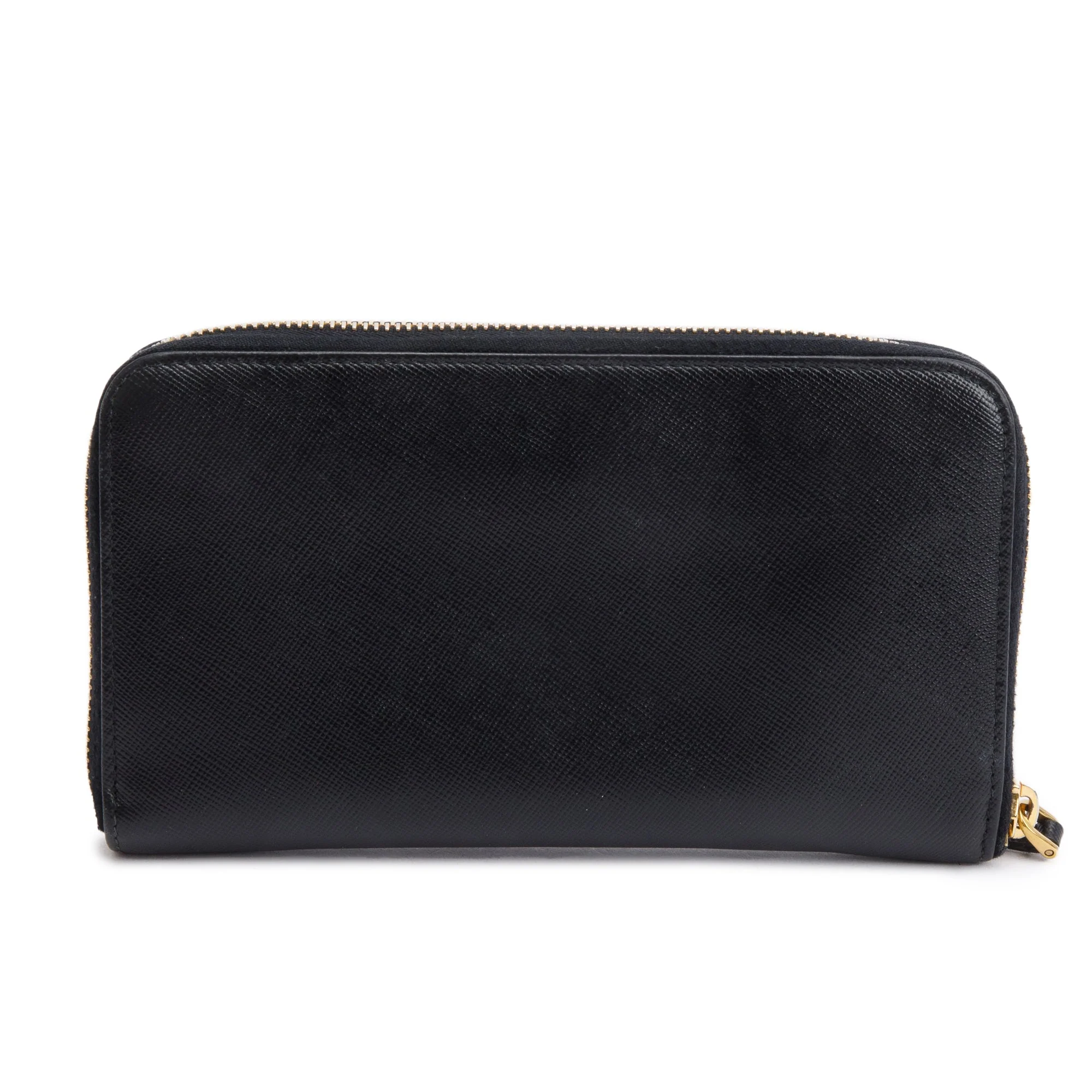 Prada Black Saffiano Leather Zip Around Wallet - Image 3