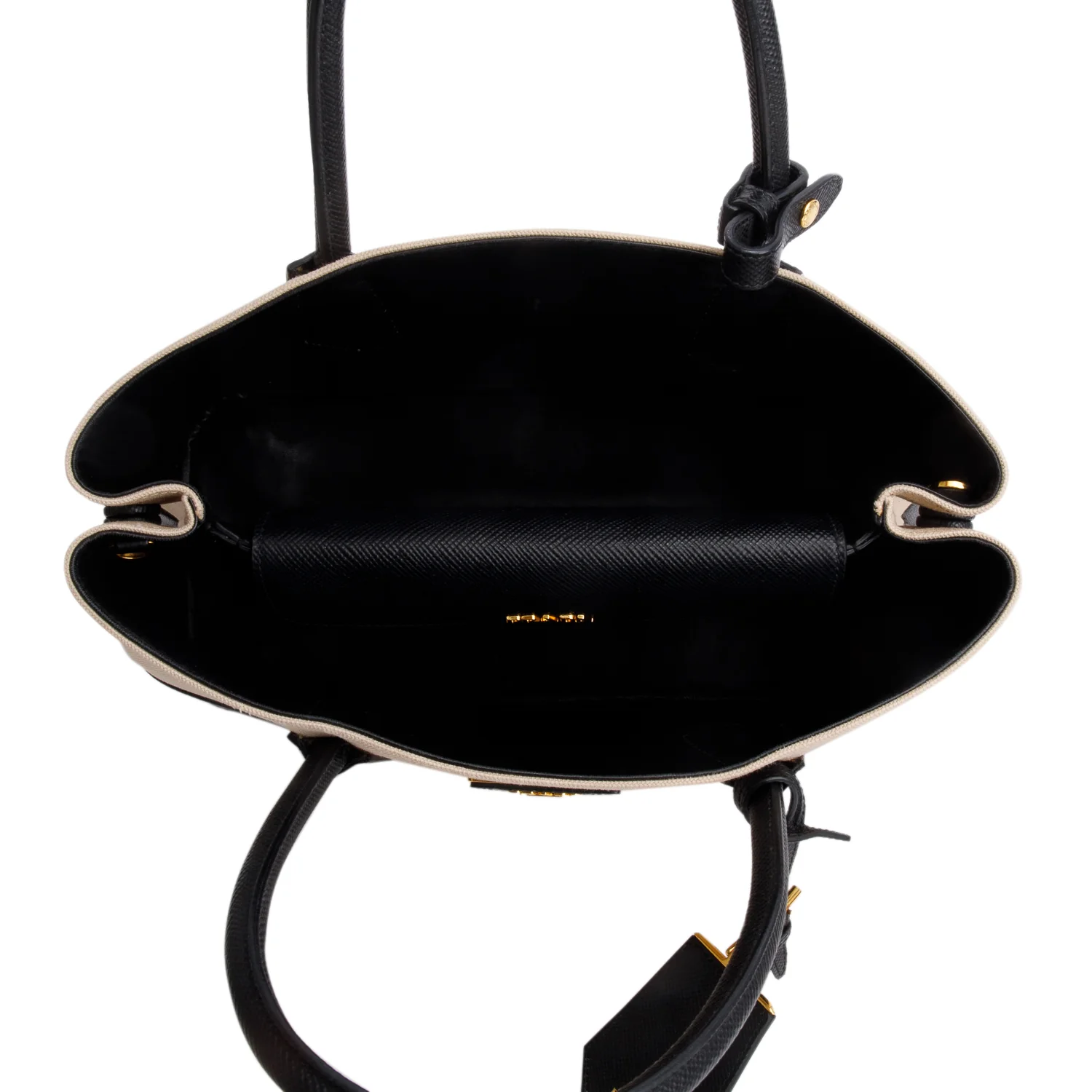 Prada Black Saffiano Lux and Beige Canapa Medium Galleria Tote w/ Authenticity Carrd - Image 5