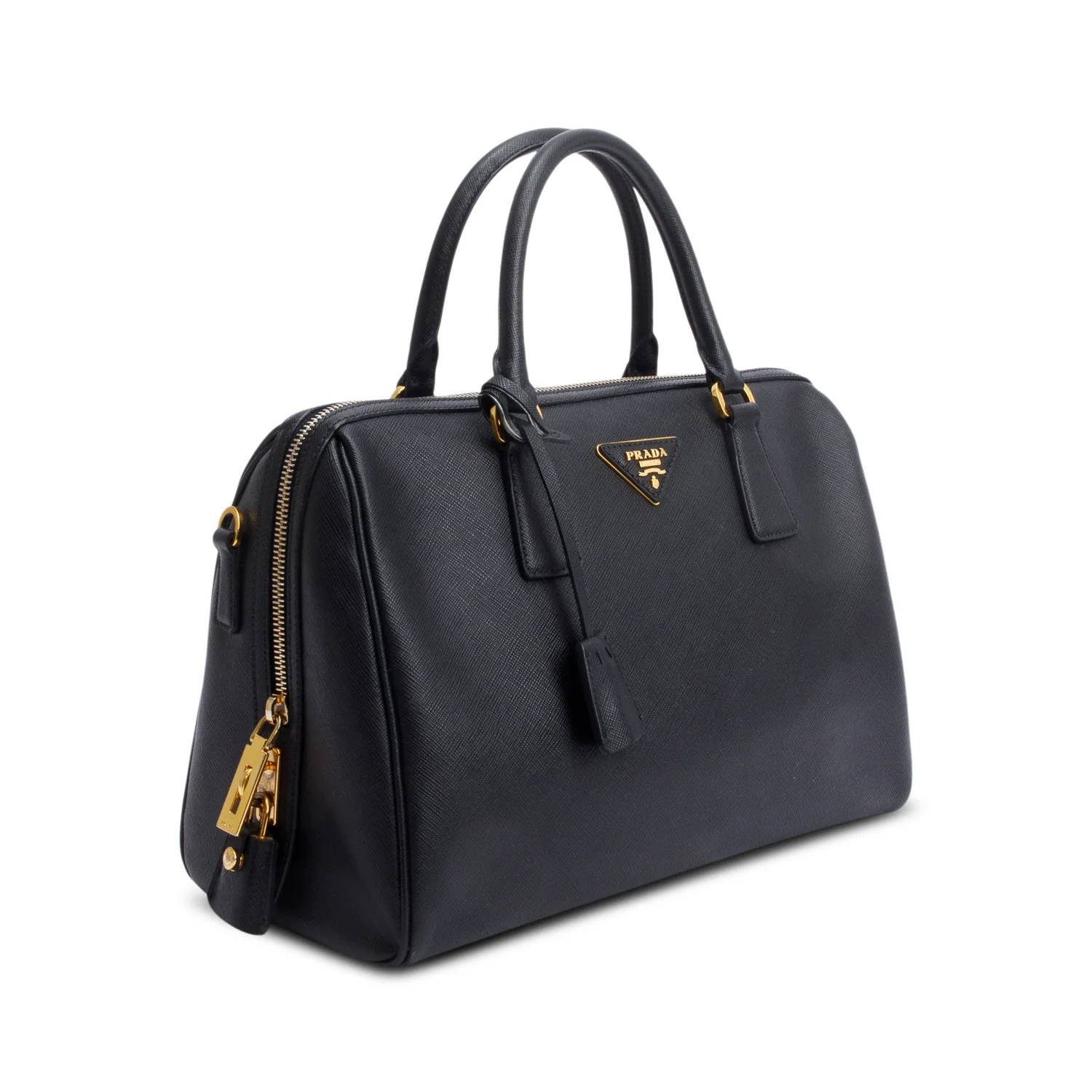 Prada Black Saffiano Lux Bowler Bag w/ Authenticity Card - Image 2