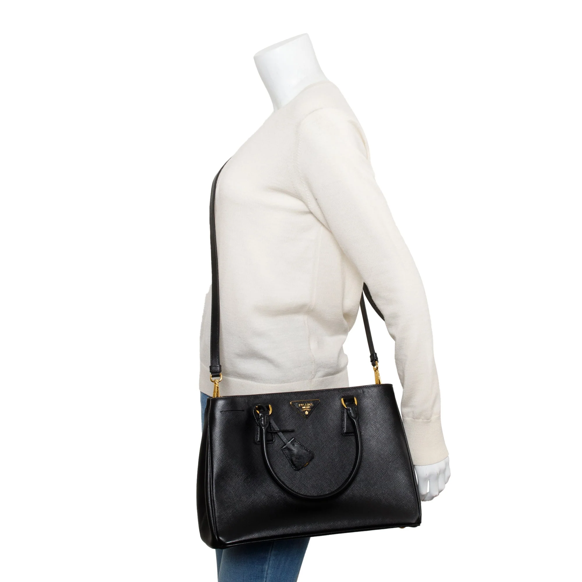 Prada Black Saffiano Lux Medium Galleria Tote w/ Strap - Image 2