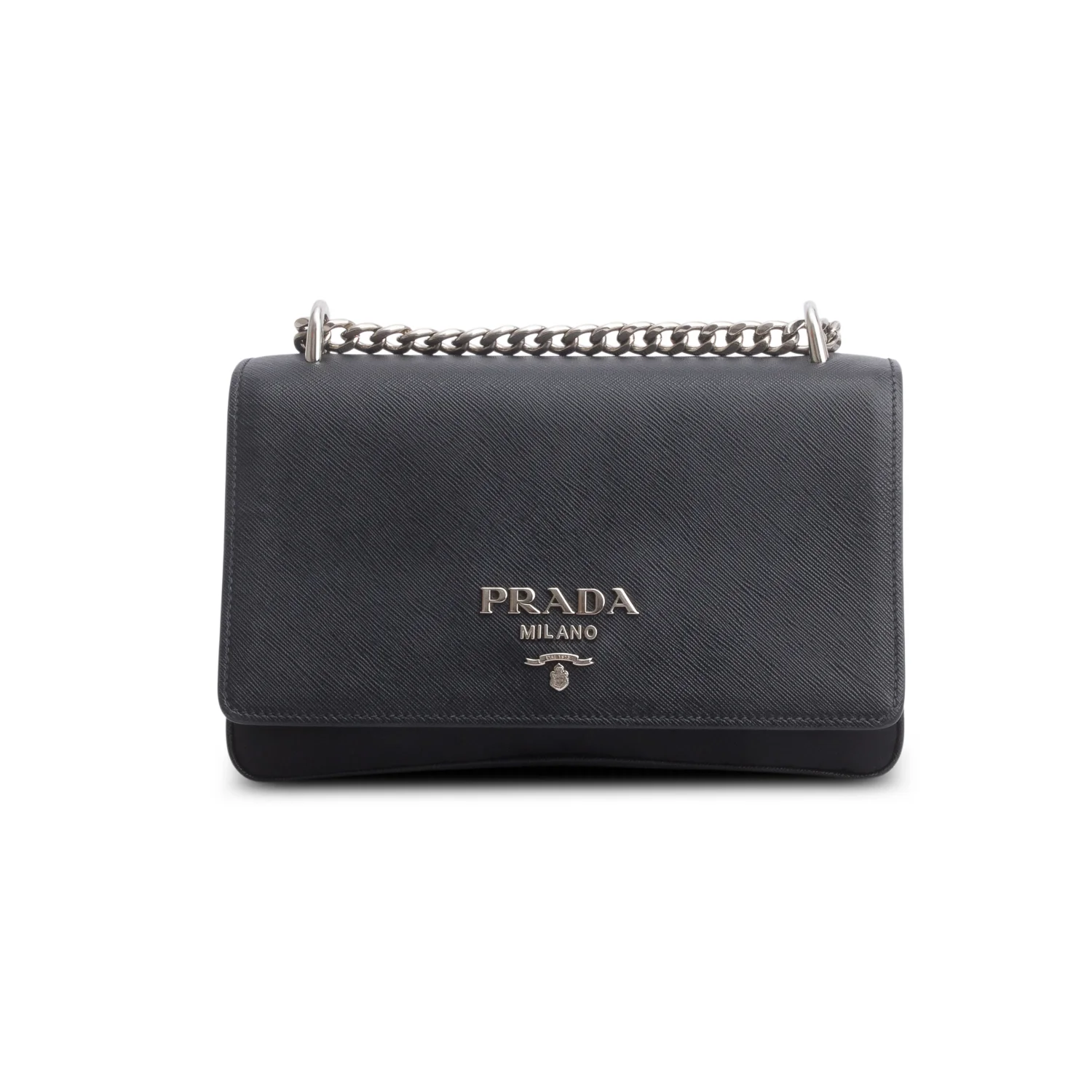 Prada Black Saffiano Lux Tessuto Nylon Flap Chain Crossbody Bag - Image 3