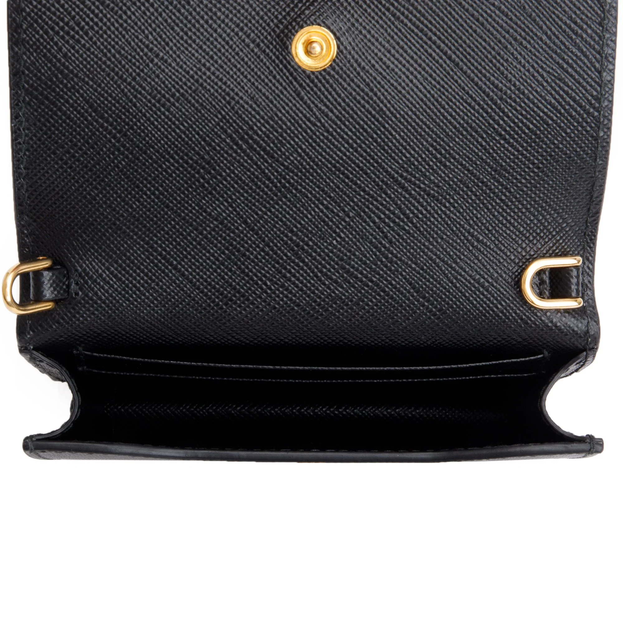 Prada Black Saffiano Metal Card Holder on Chain - Image 8