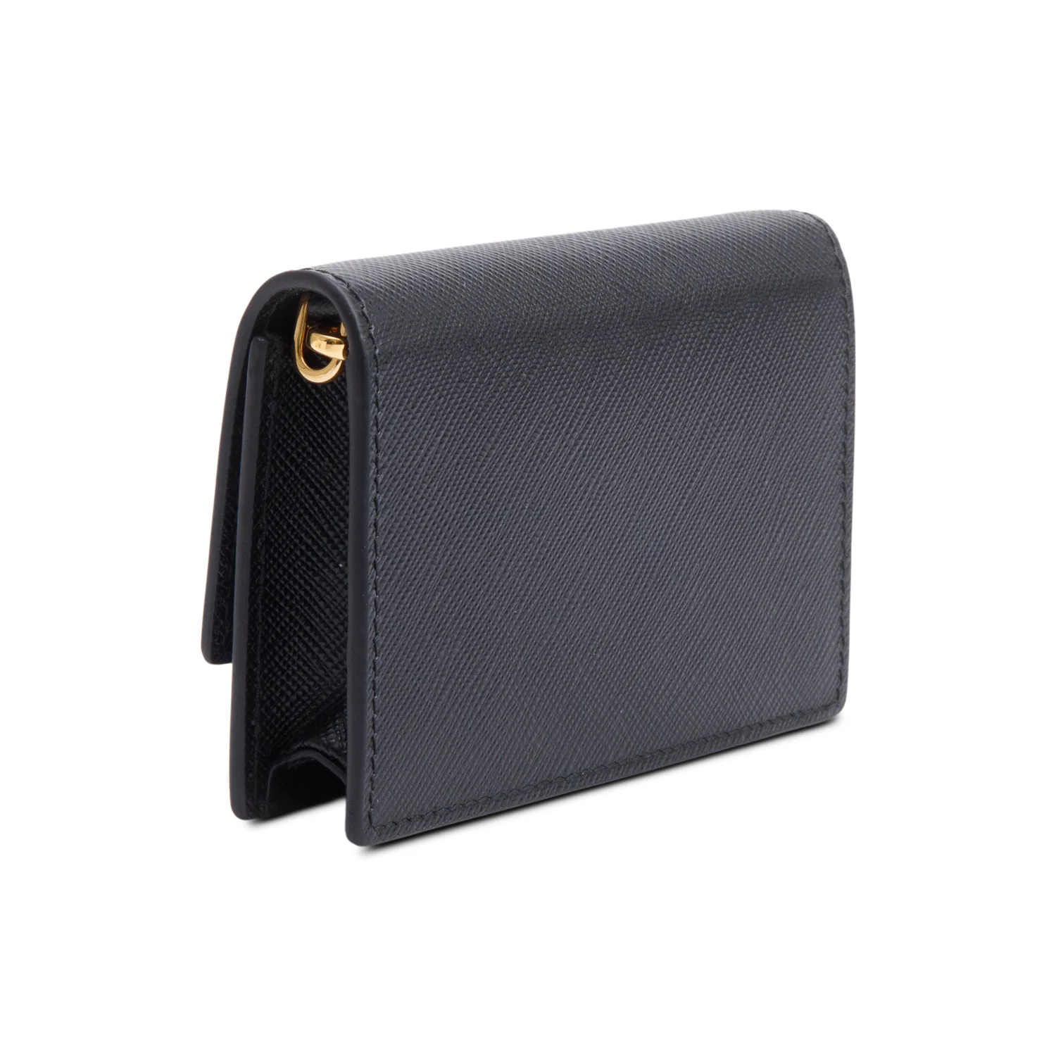 Prada Black Saffiano Metal Card Holder on Chain w/ Box - Image 7