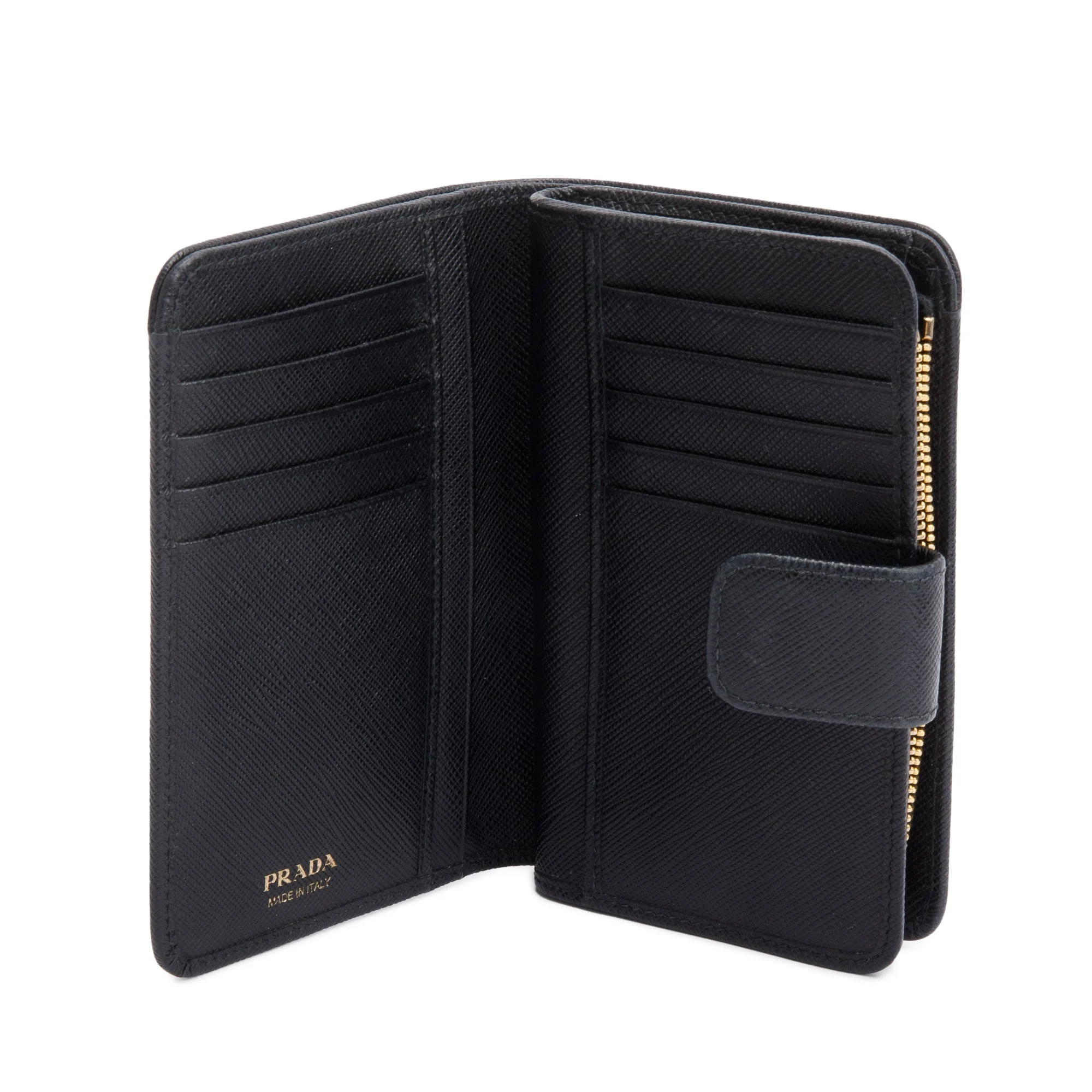 Prada Black Saffiano Metal Compact Wallet - Image 5