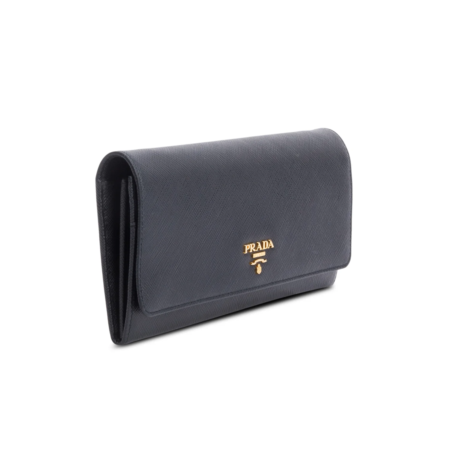 Prada Black Saffiano Metal Continental Wallet on Chain w/ Authenticity Card - Image 4