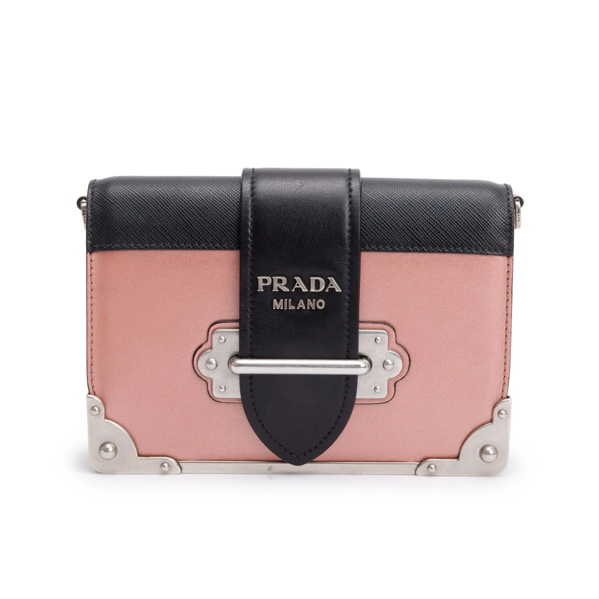 Prada Black Saffiano Pink Calf Cahier Bag - Image 3