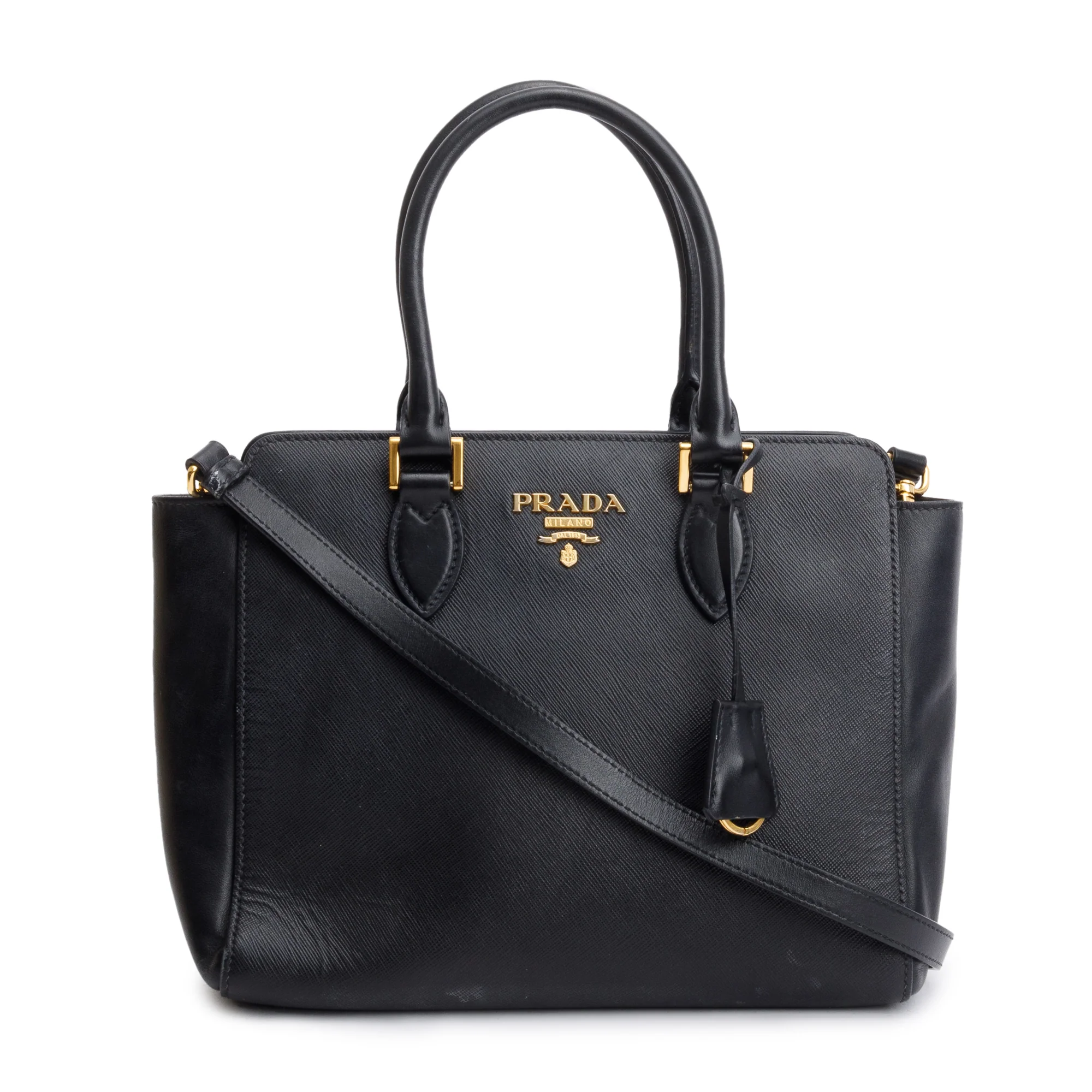 Prada Black Saffiano Soft Calf Leather Tote w/ Strap