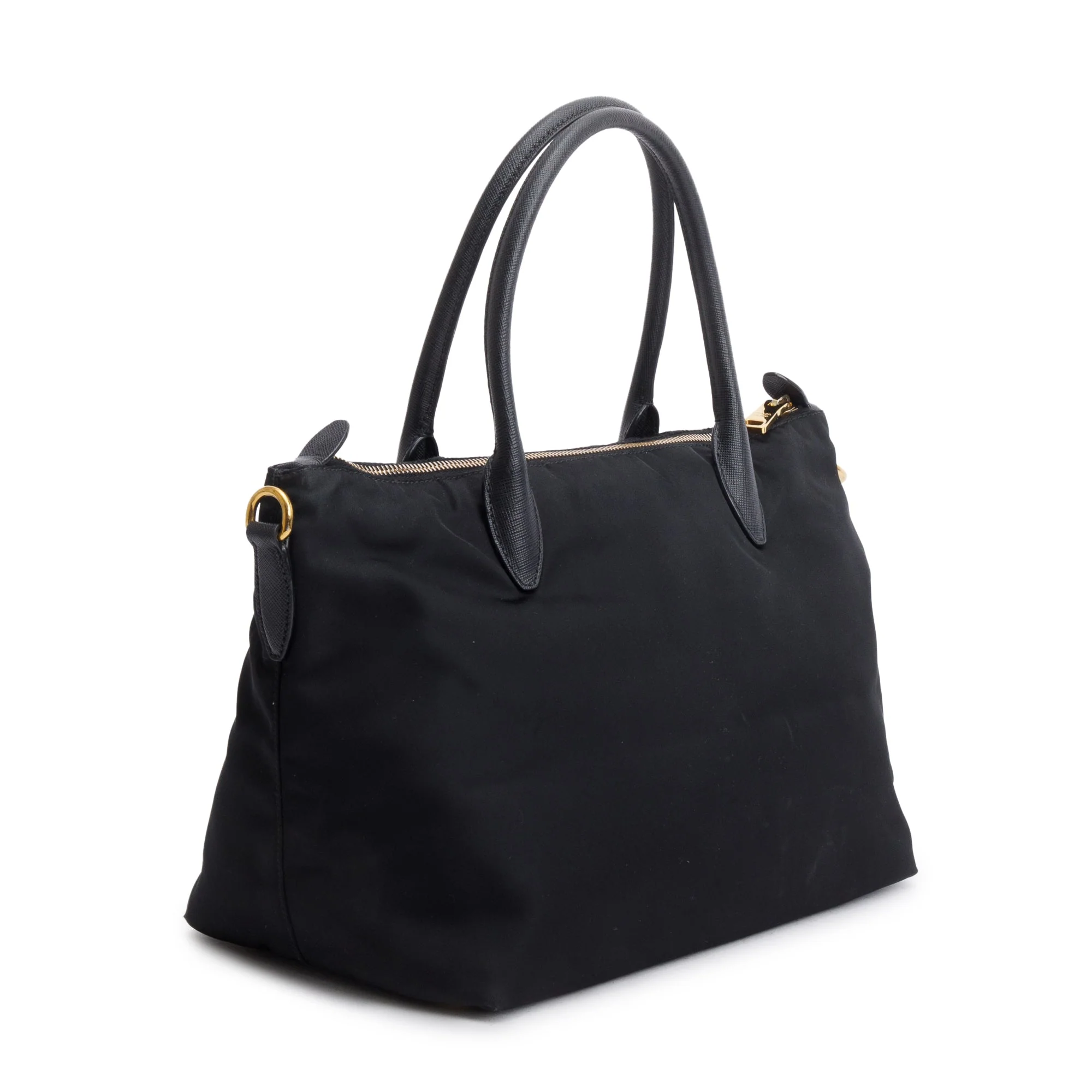 Prada Black Saffiano-Trimmed Tessuto Nylon Handle Tote w/ Strap - Image 6
