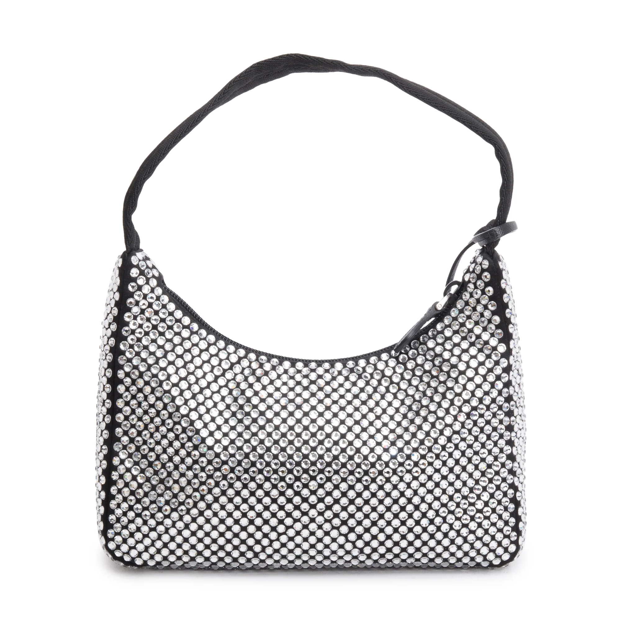 Prada Black Satin Crystal Re-Edition 2000 Mini Bag w/ Box - Image 4