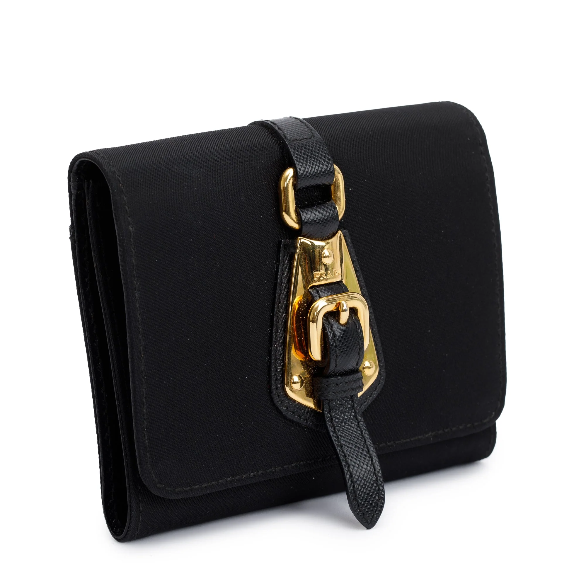 Prada Black Tessuto Compact Trifold Wallet - Image 2