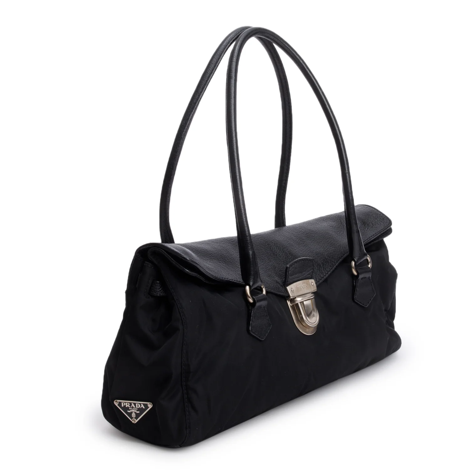Prada Black Tessuto Nylon Bufalo Leather Easy Shoulder Bag w/ Box & Authenticity Card - Image 3