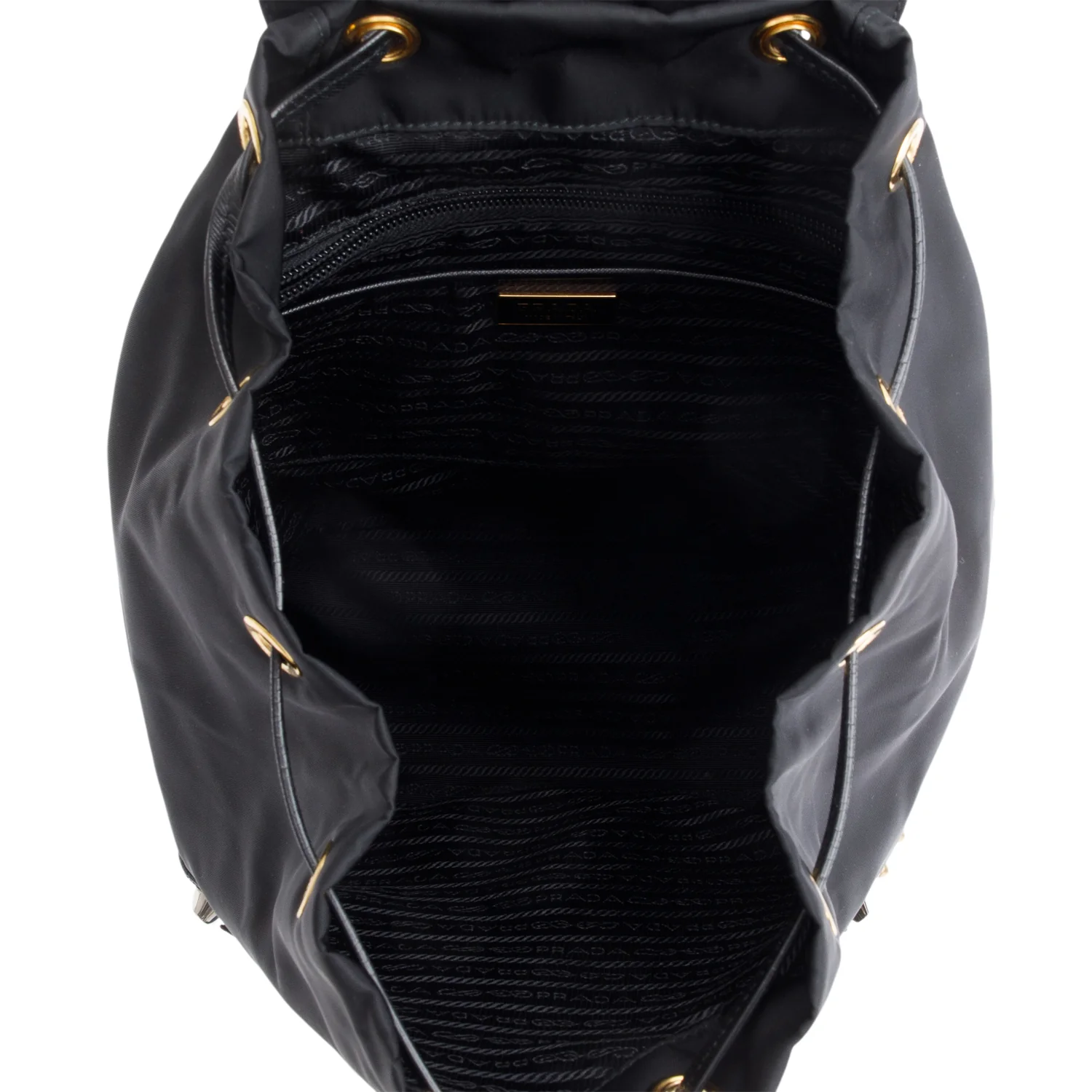 Prada Black Tessuto Nylon Grey Saffiano Leather Trim Robot Backpack - Image 7