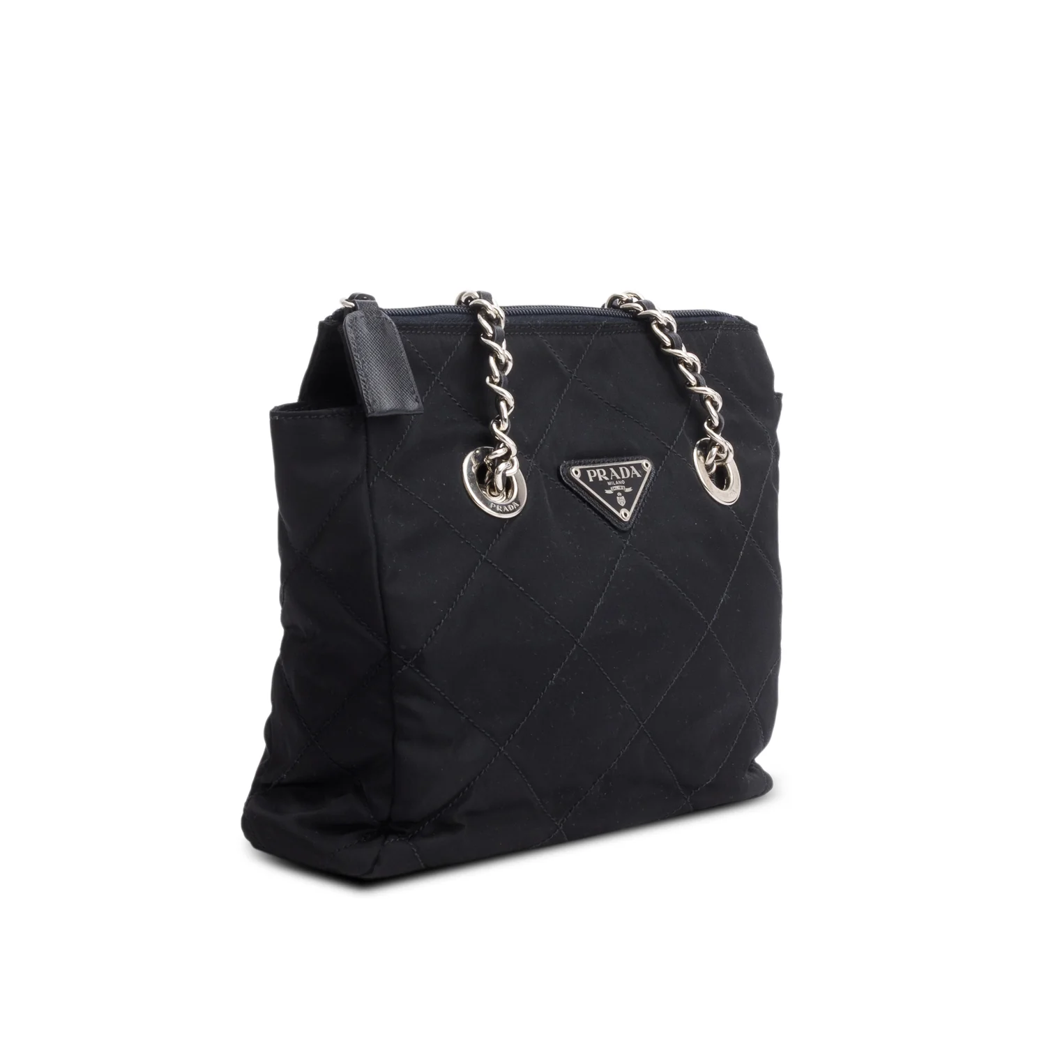 Prada Black Tessuto Nylon Quilted Chain Tote w/ Authenticity Card - Image 4