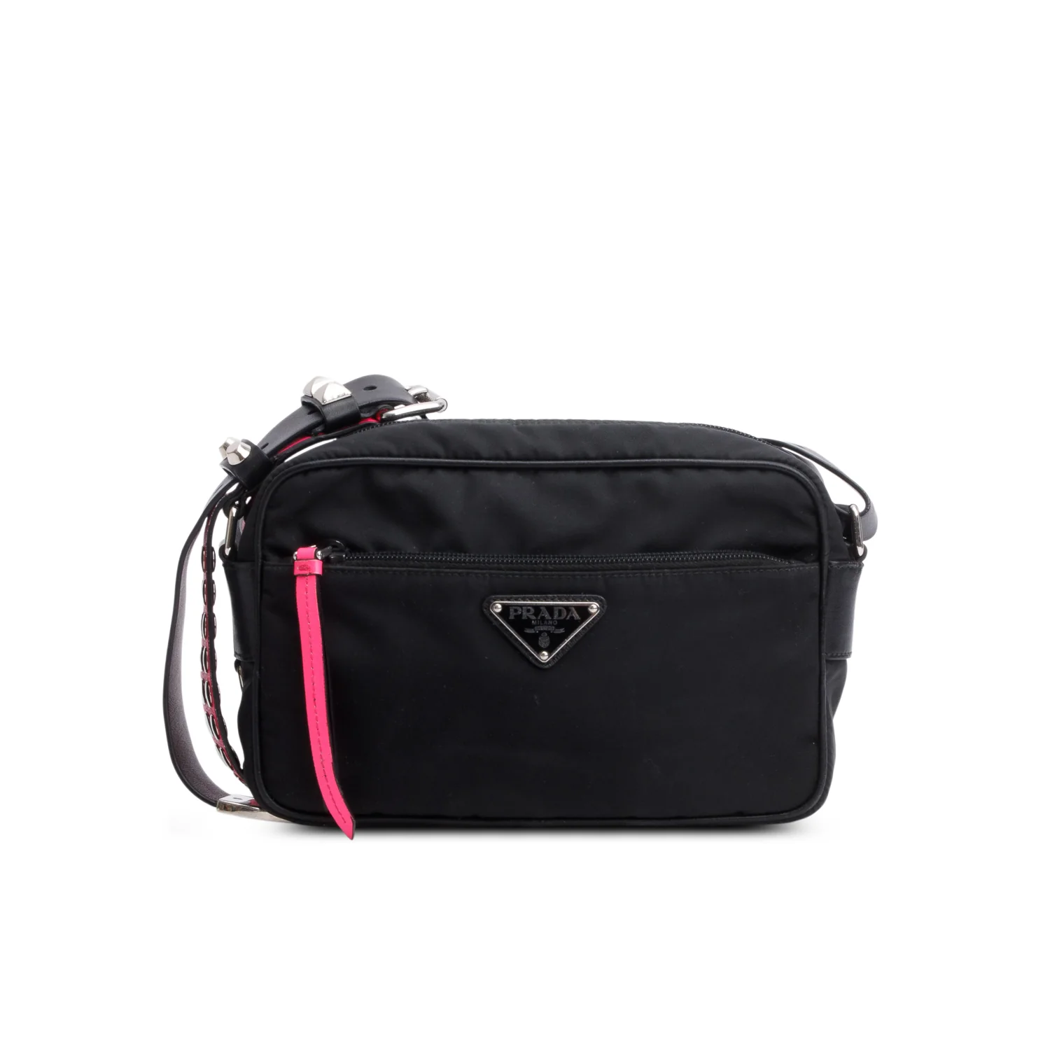 Prada Black Tessuto Nylon Studded New Vela Shoulder Bag - Image 3