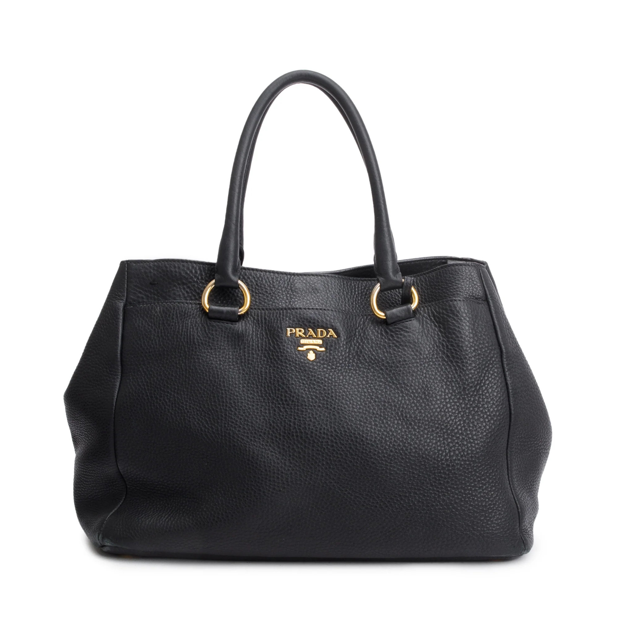 Prada Black Vitello Daino Leather Shoulder Bag w/ Strap - Image 3