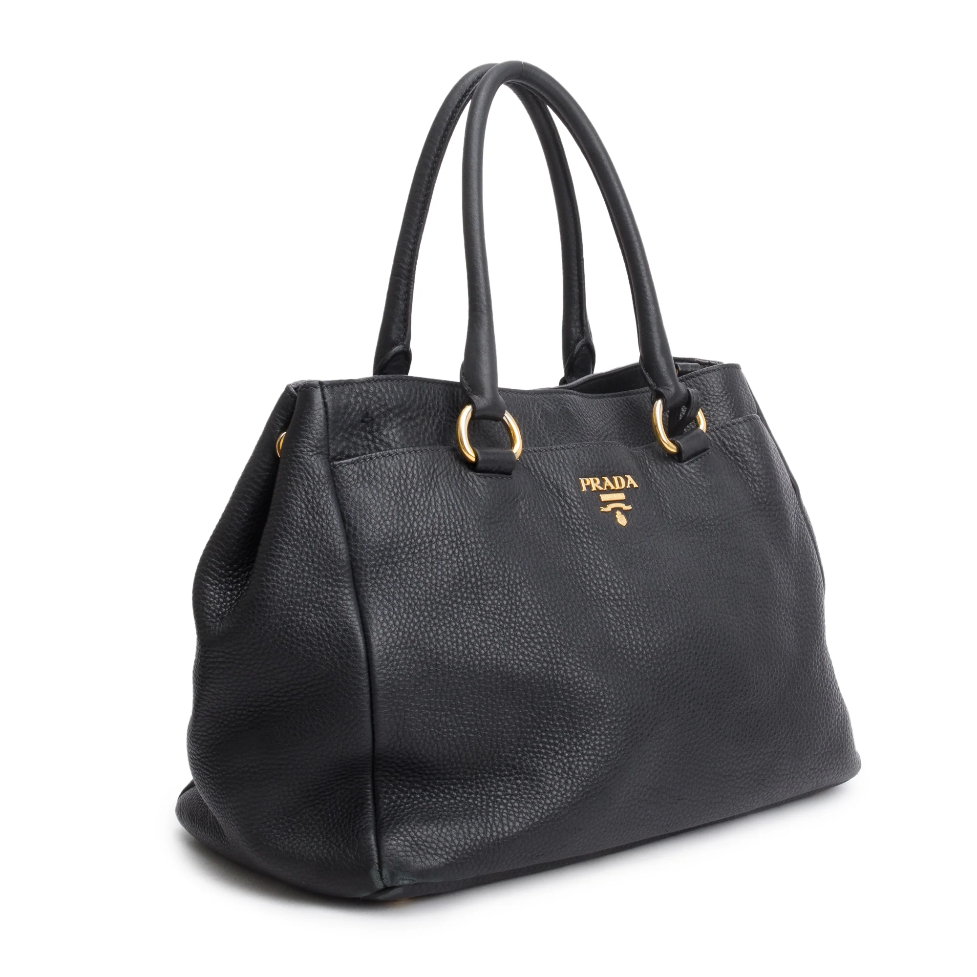 Prada Black Vitello Daino Leather Shoulder Bag w/ Strap - Image 4