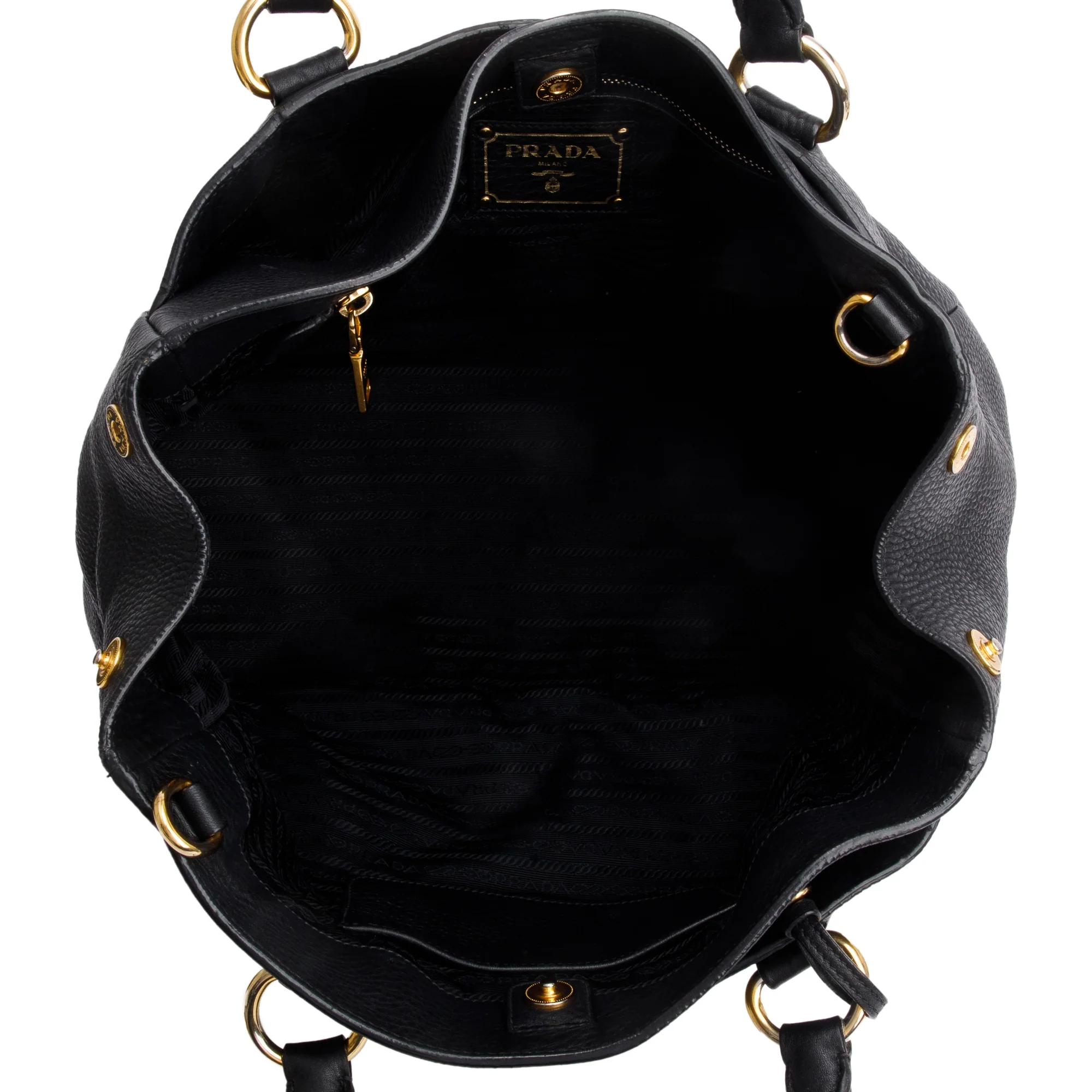 Prada Black Vitello Daino Leather Shoulder Bag w/ Strap - Image 8